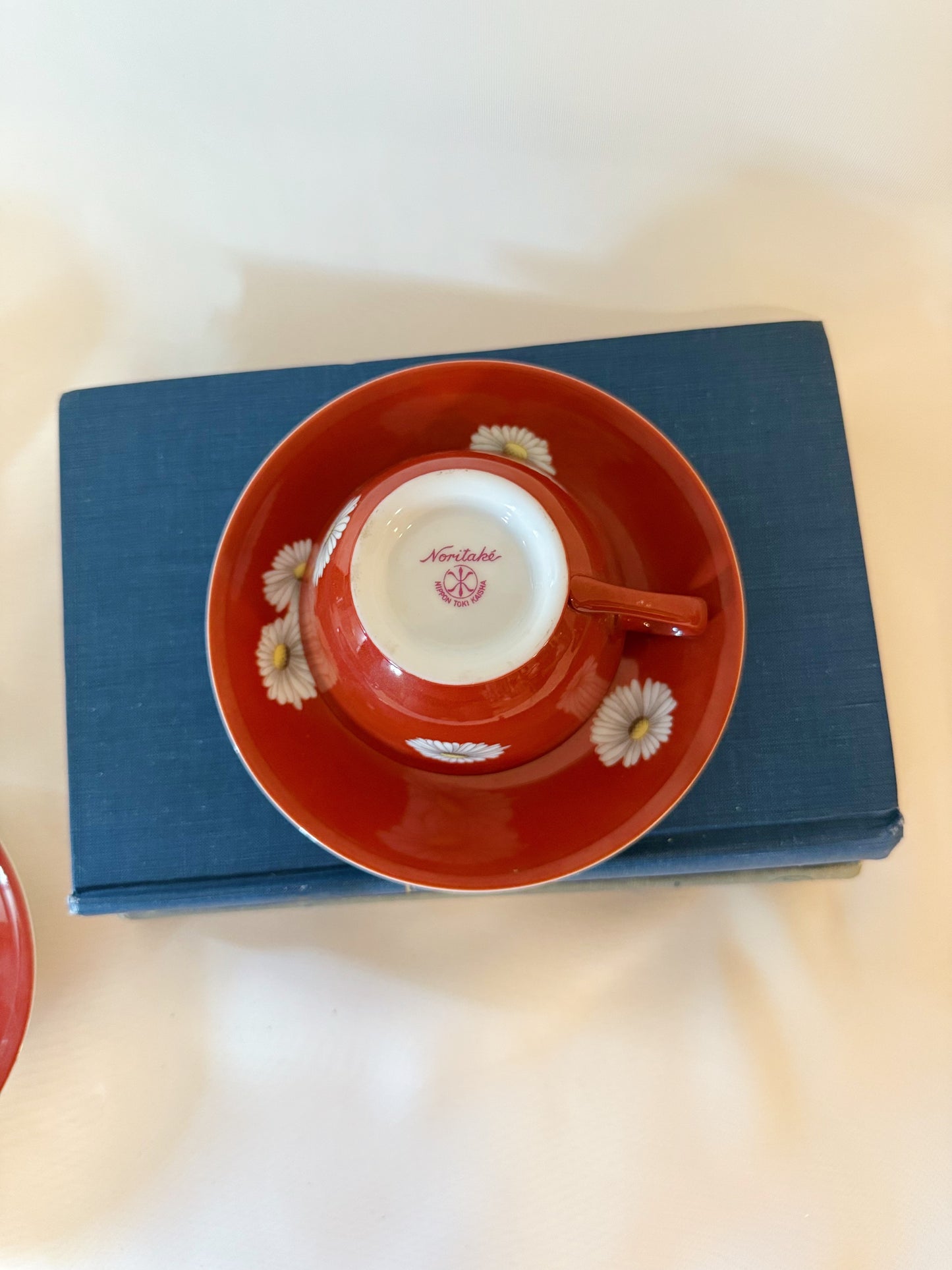Set of Three Noritake Red Daisy Teacups