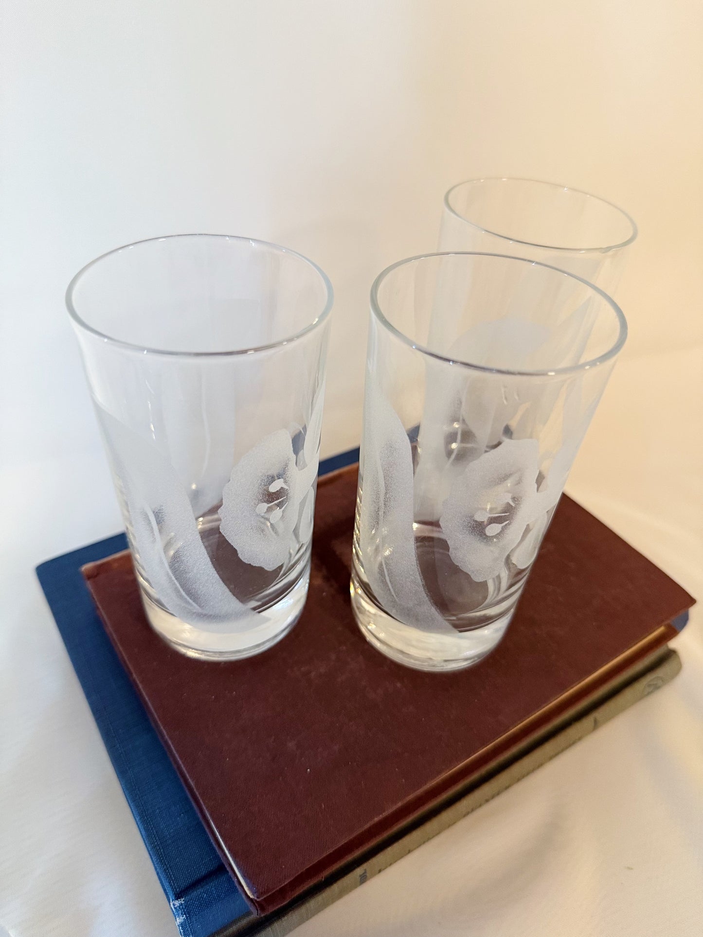 Set of four Etched Glassware