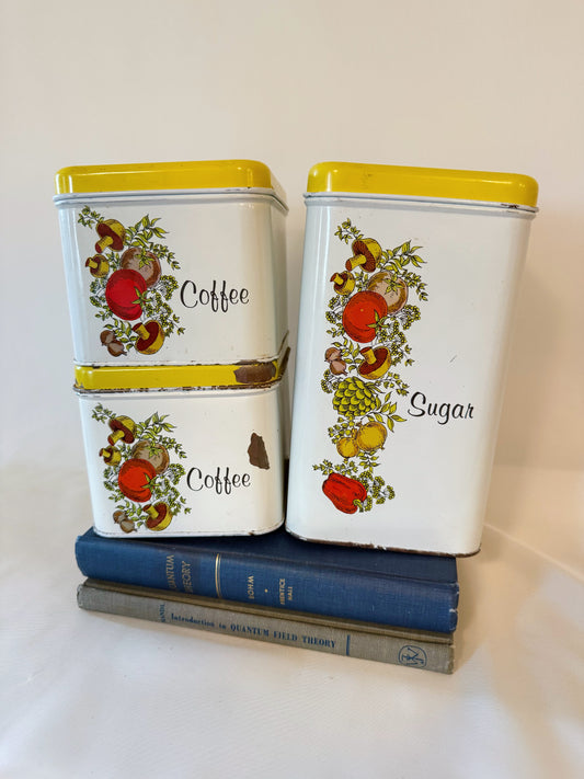 Set of 3 Cheinco Spice of Life Metal Kitchen Canister Set
