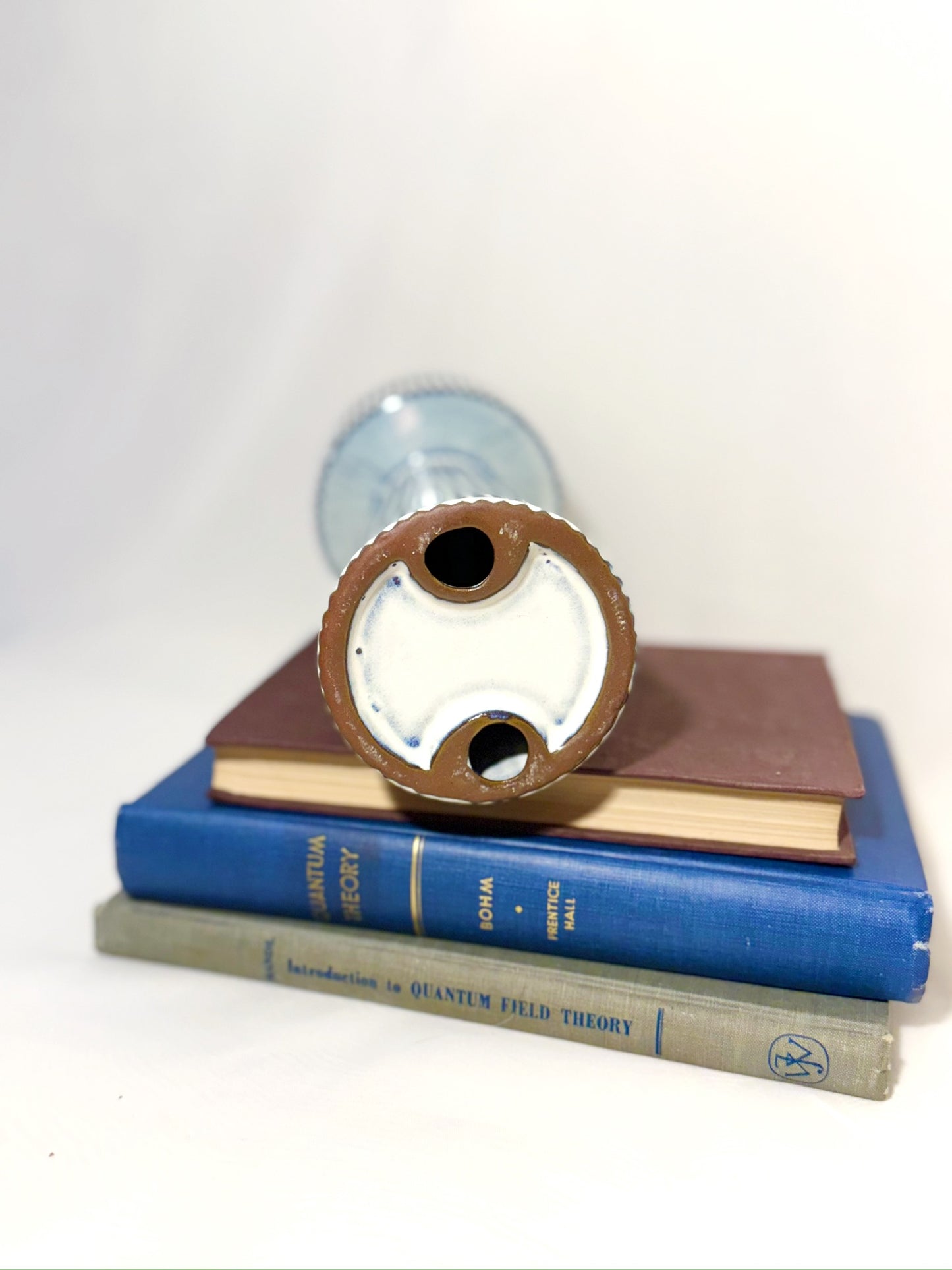 Blue & White Striped Candlestick Holder