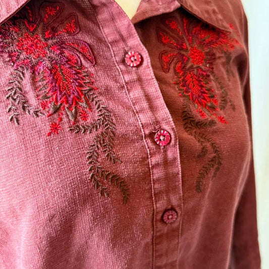 Womens embroidered patagonia button up shirt