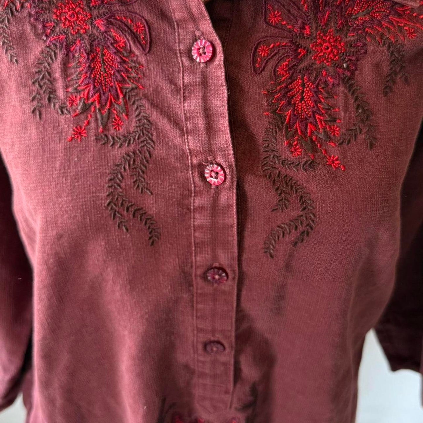 Womens embroidered patagonia button up shirt
