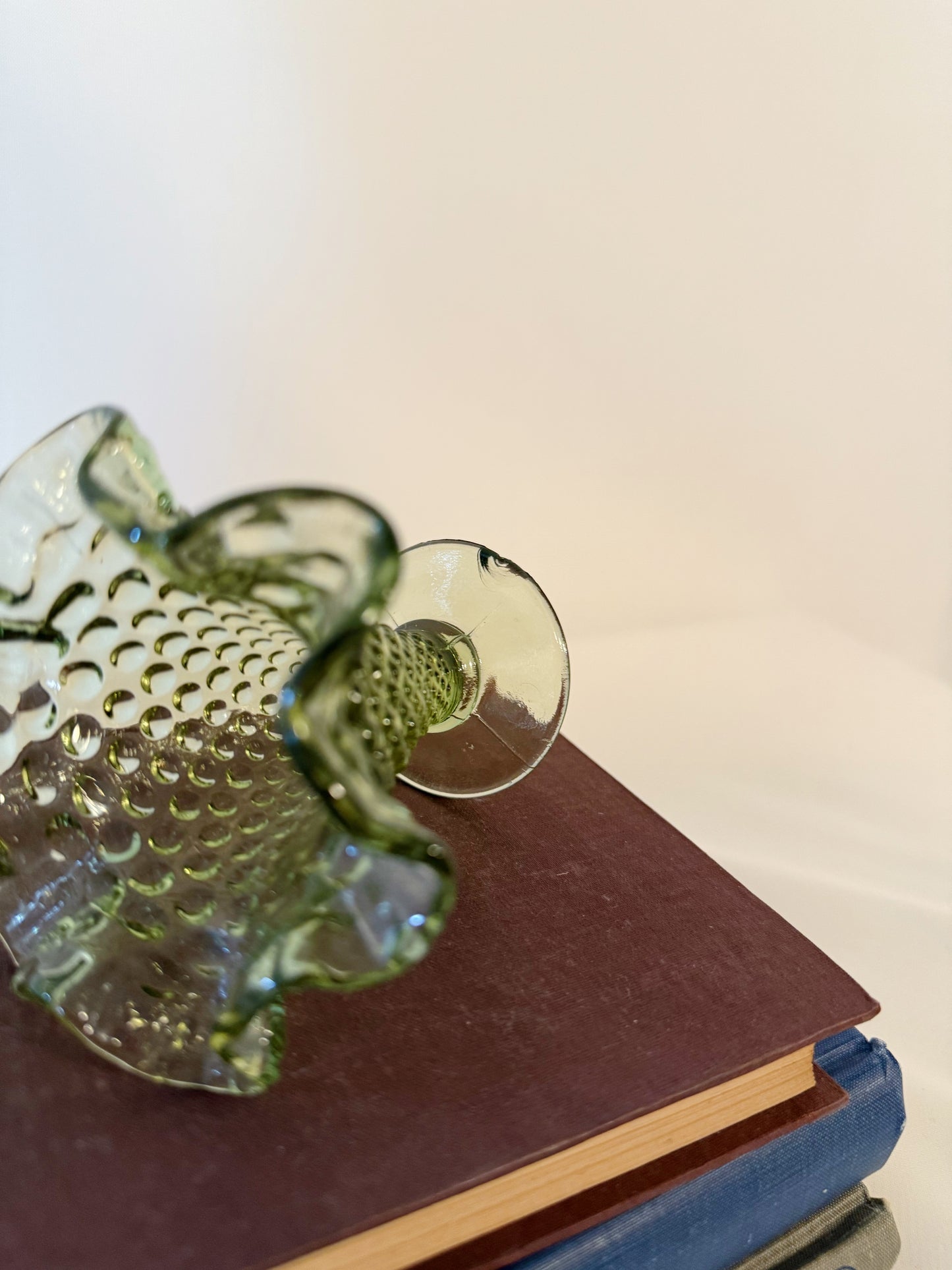 Fenton Colonial Green Hobnail Glass Vase
