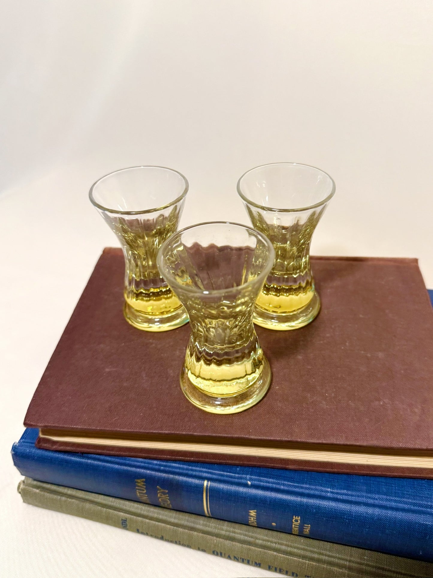 Set of three Dainty Optic Amber Shot Glasses