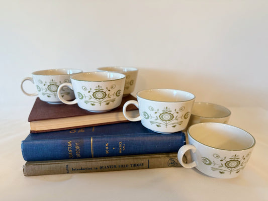 Set of Six Franciscan Heritage Green Discovery Mugs