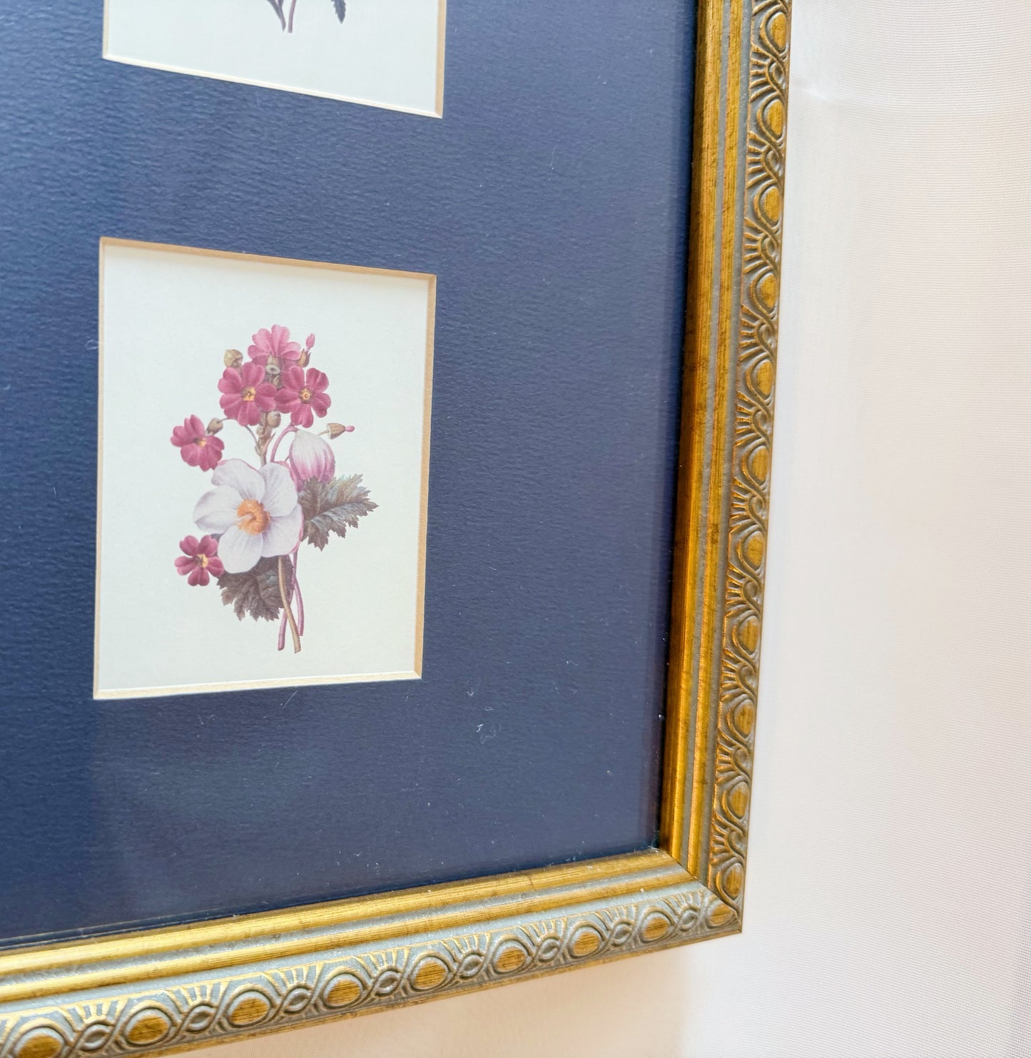 Framed & Matted Florals in Brass Frame