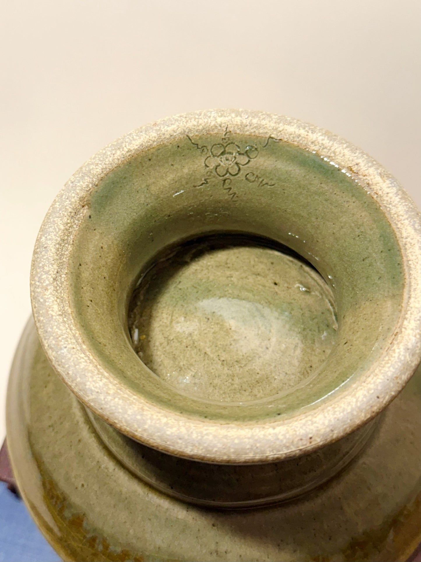 Green Pottery Stem Cup/Bowl