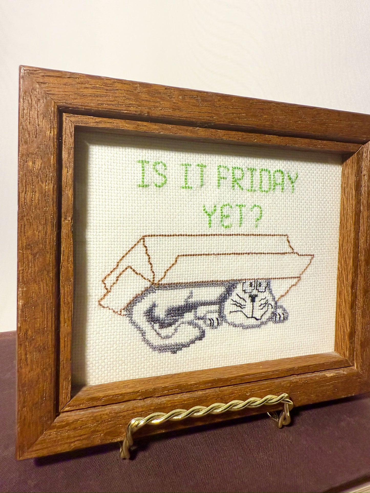 Is It Friday Yet? Small Handmade Cross-stitch