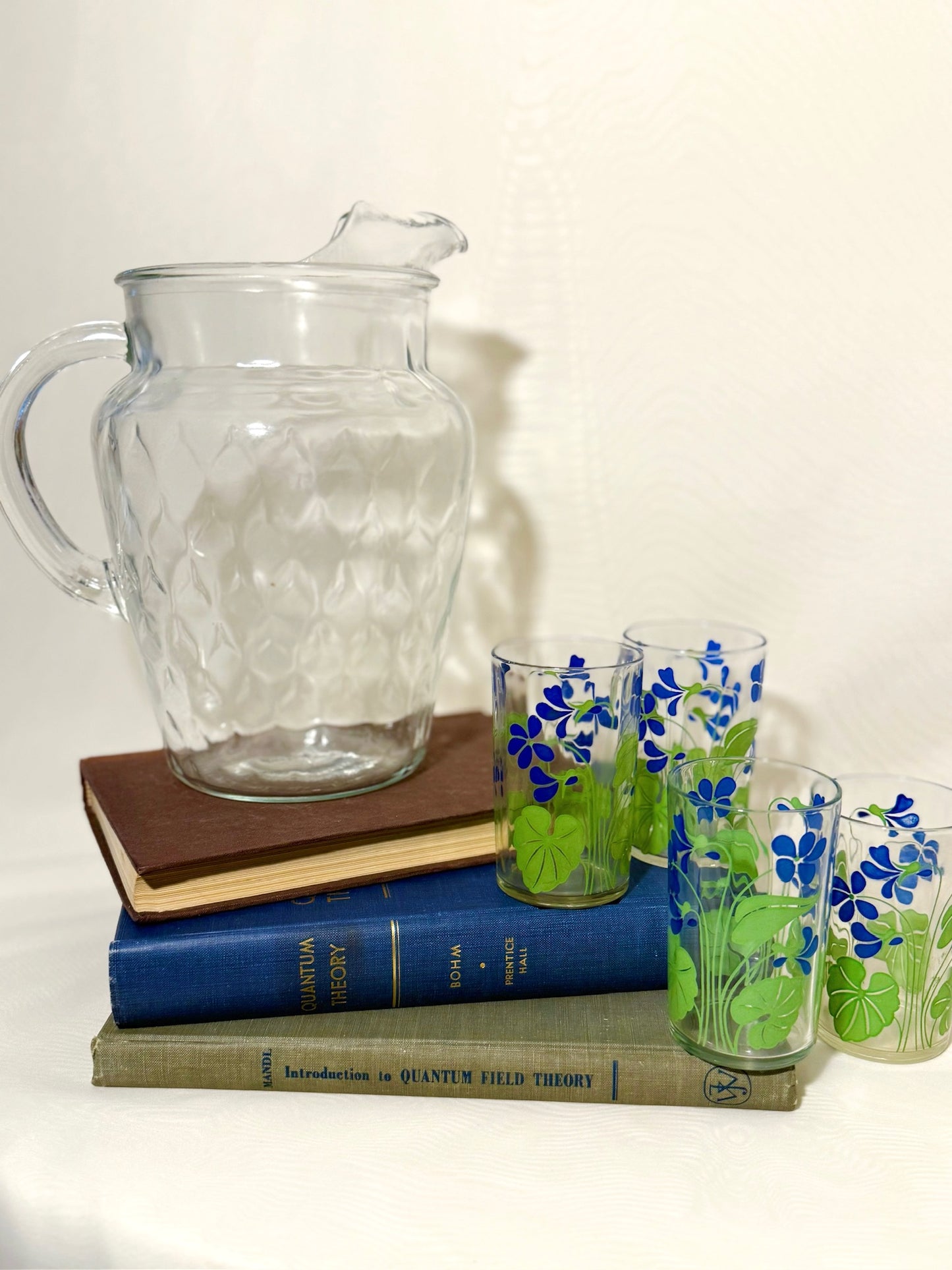 Set of 4 Blue 1940's Posey Juice Cups