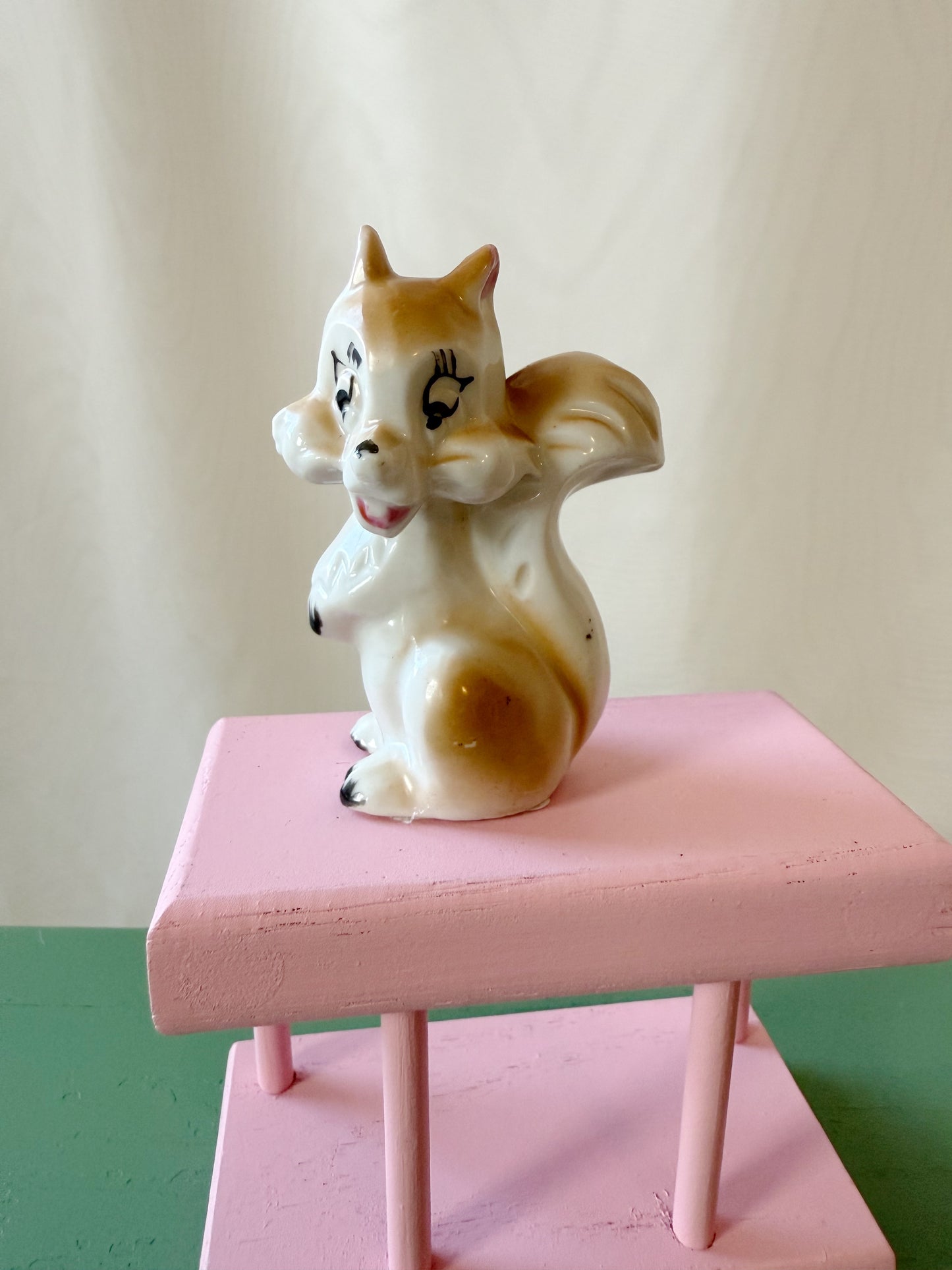 Vintage Ceramic Happy Squirrel Japanese Figurine