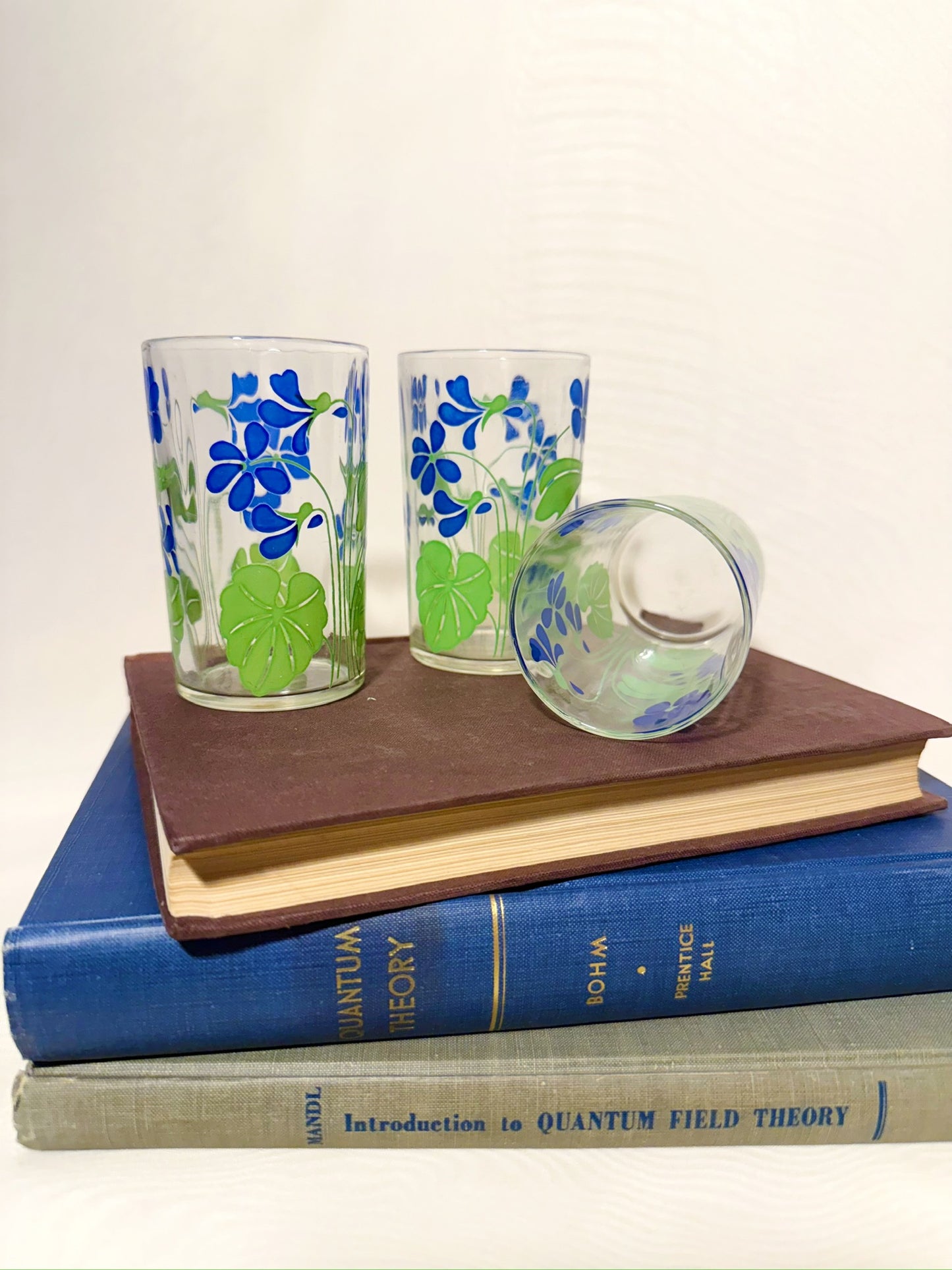 Set of 4 Blue 1940's Posey Juice Cups