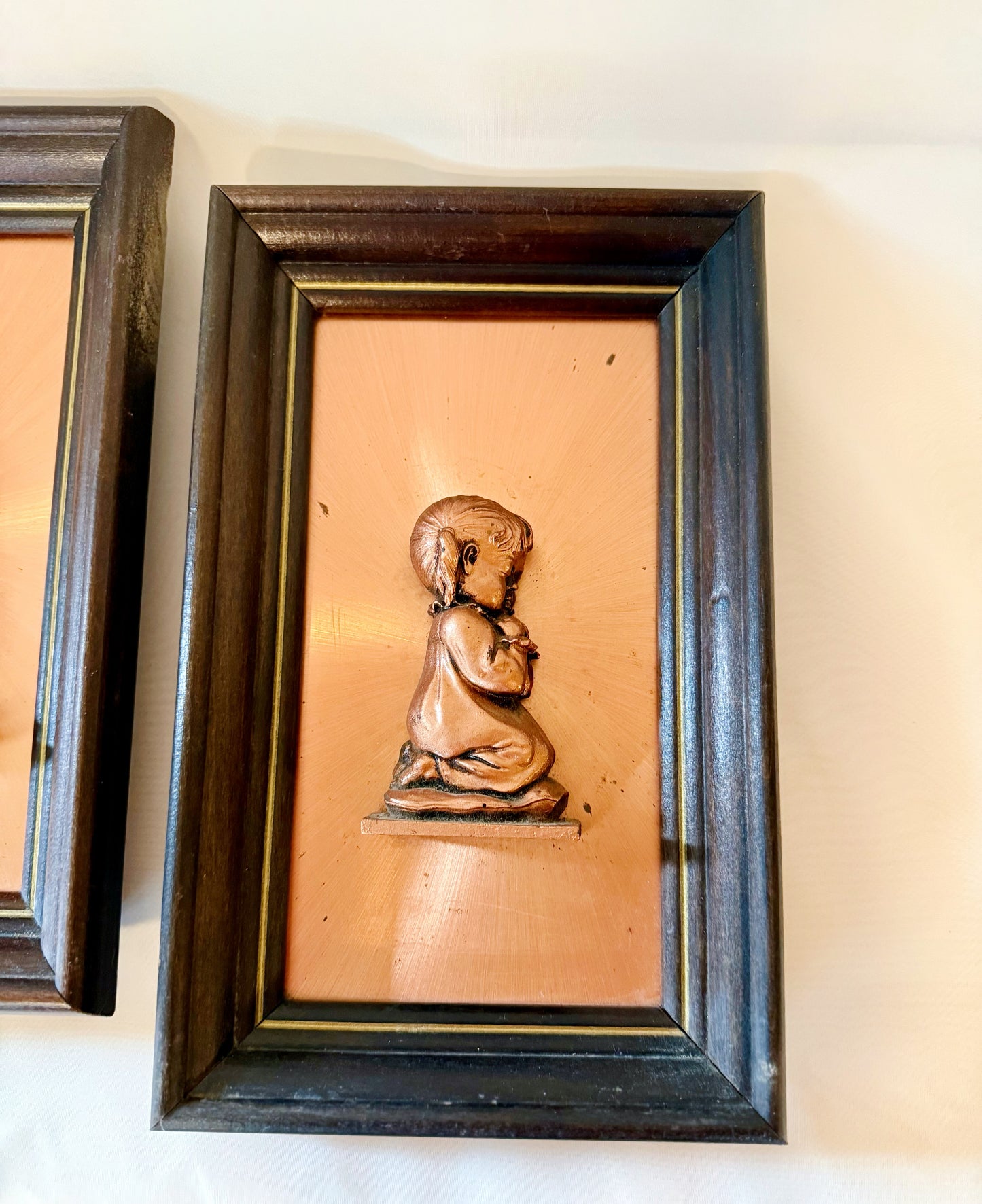 Set of Two Copperama Praying Children Copper Wall Art
