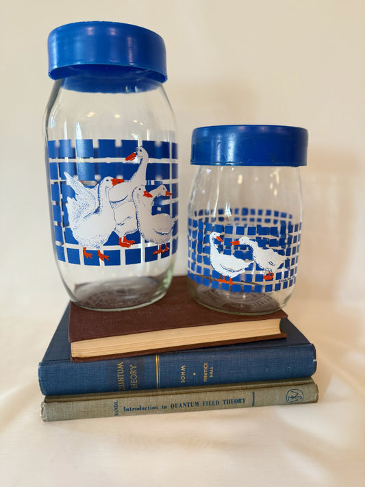 Set of Two Carlton Glass Country Geese Jars
