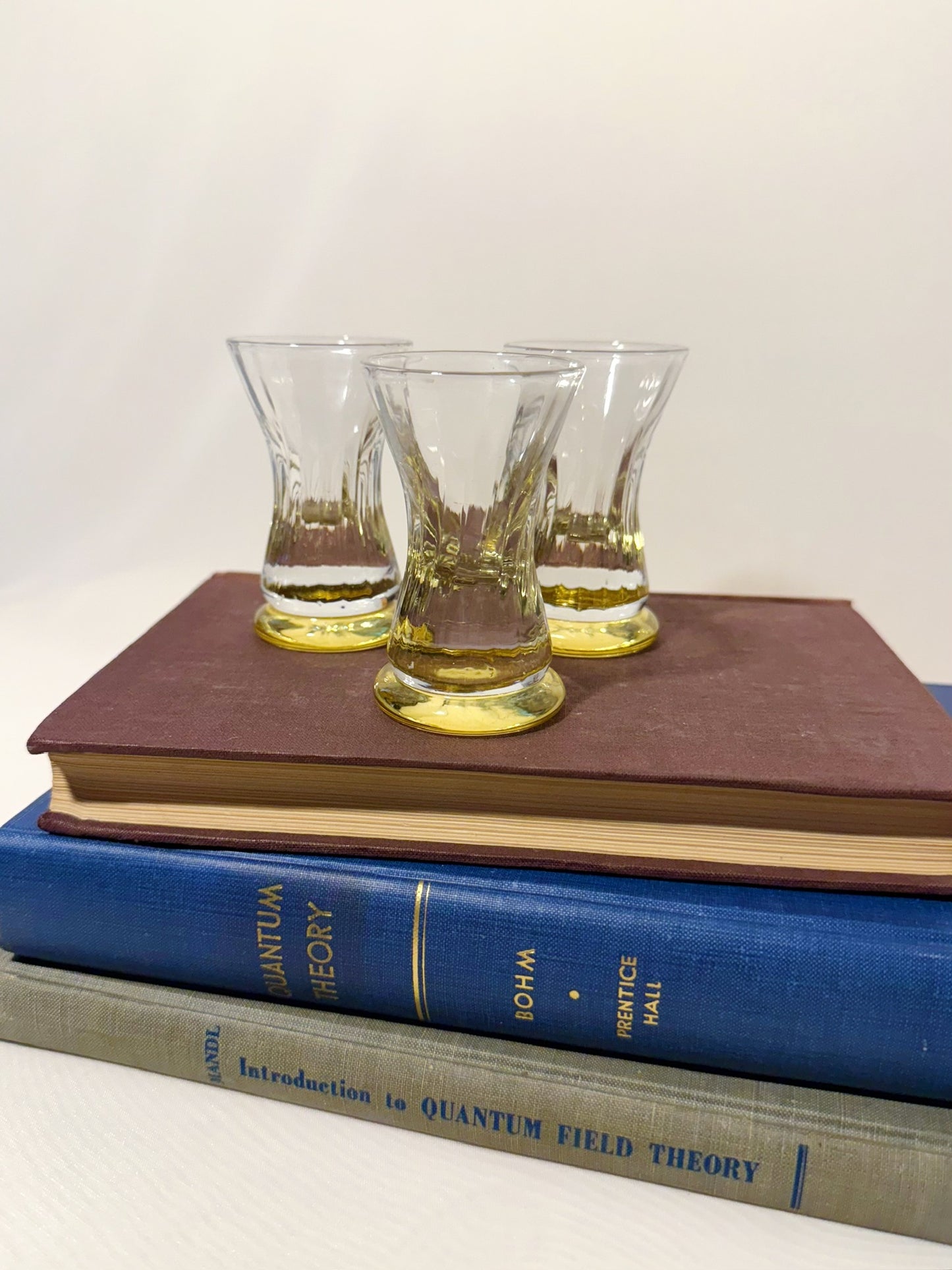 Set of three Dainty Optic Amber Shot Glasses