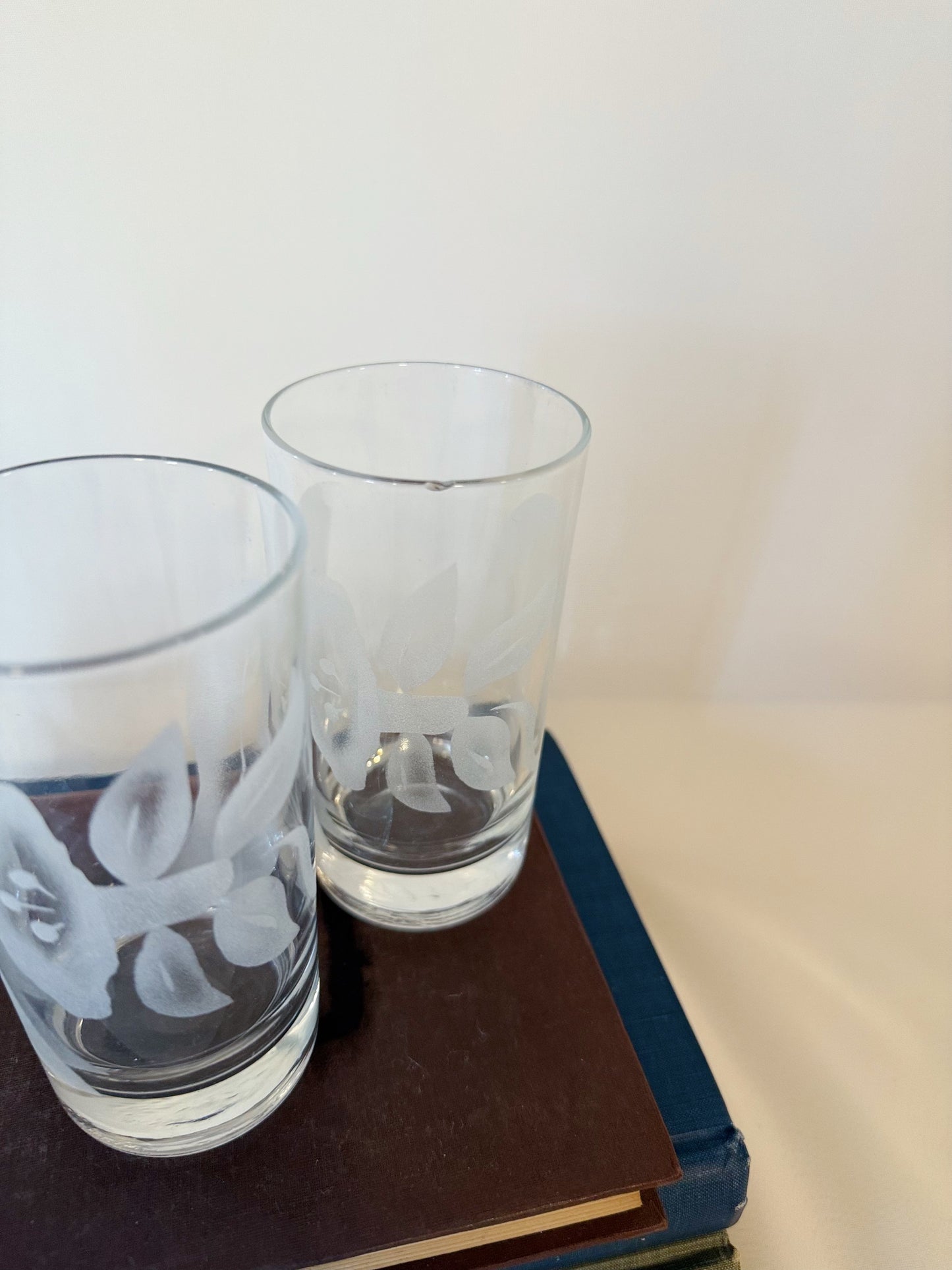 Set of four Etched Glassware