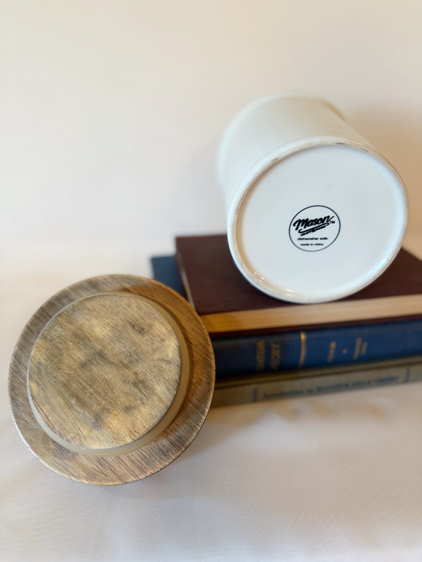 Mason Canister with Wood Top Lid