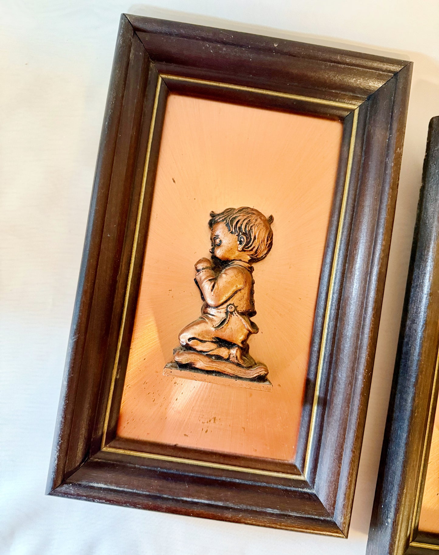 Set of Two Copperama Praying Children Copper Wall Art