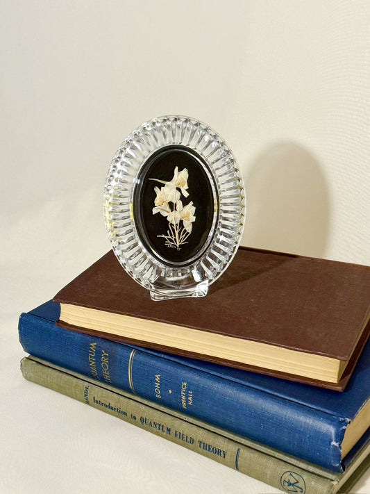 Pressed Flowers in Small Vintage Crystal Frame
