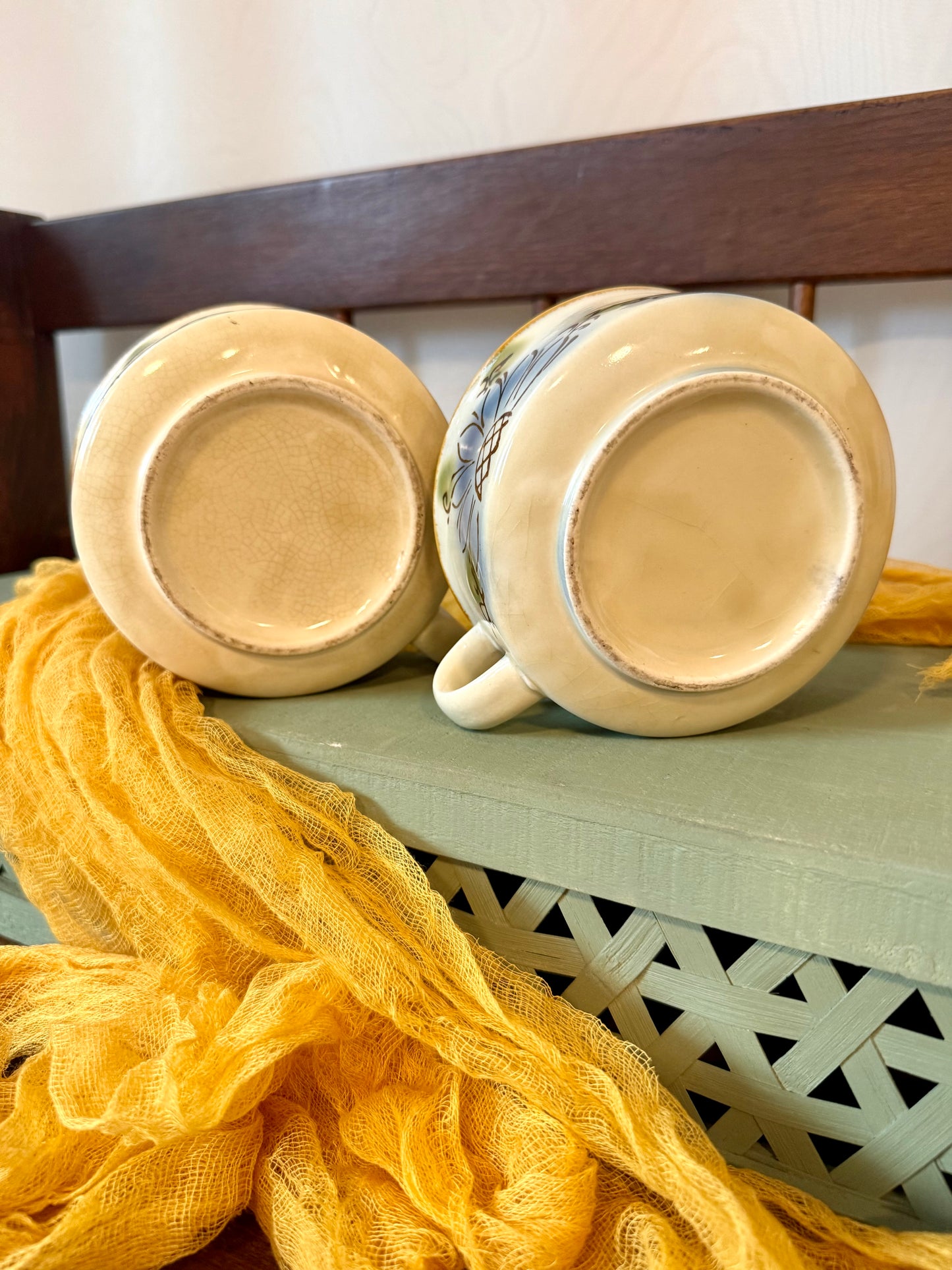 Set of Two 1970’s handled stoneware soup mugs