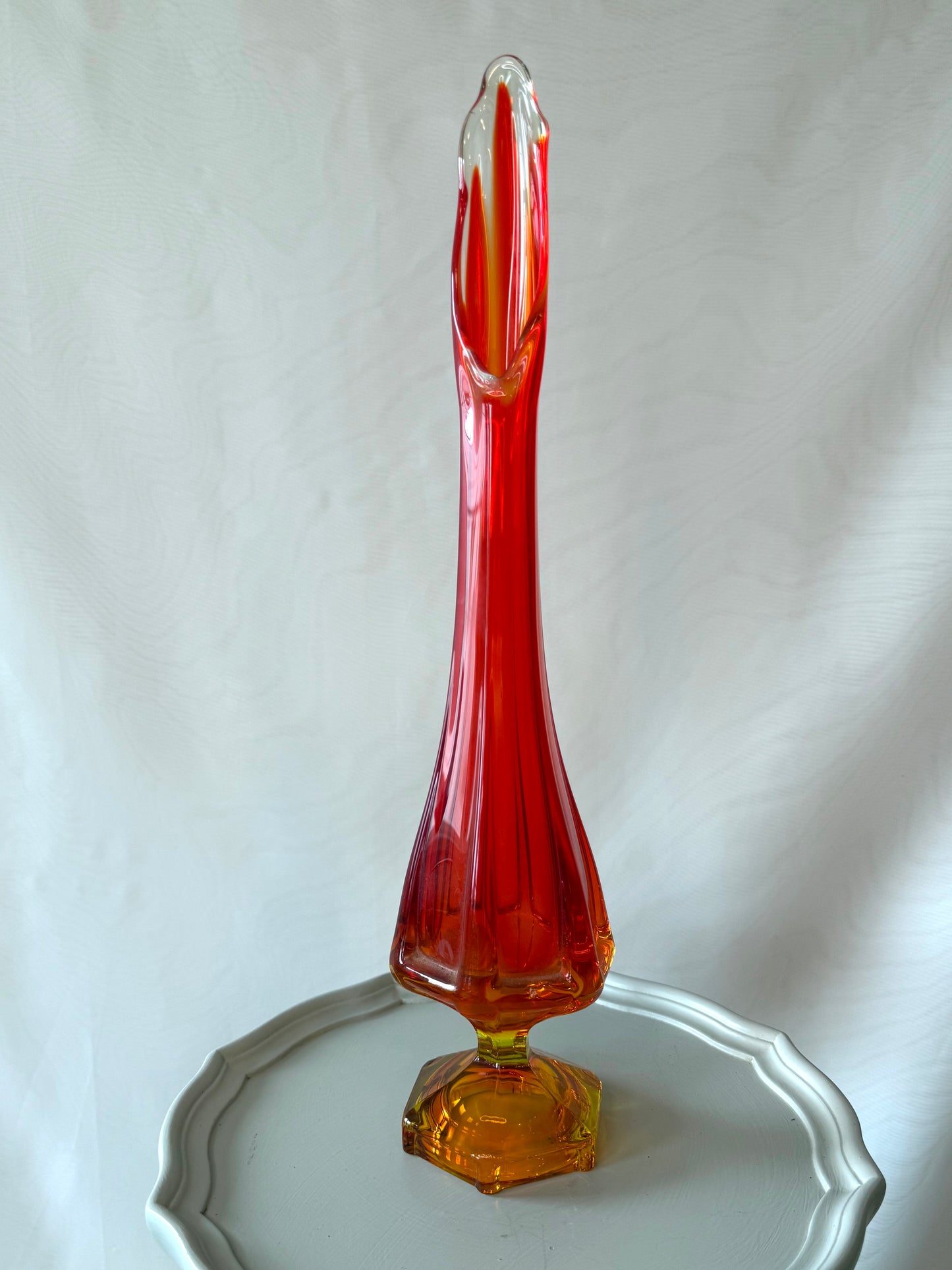 Vintage Red & Orange Fluted Glass
