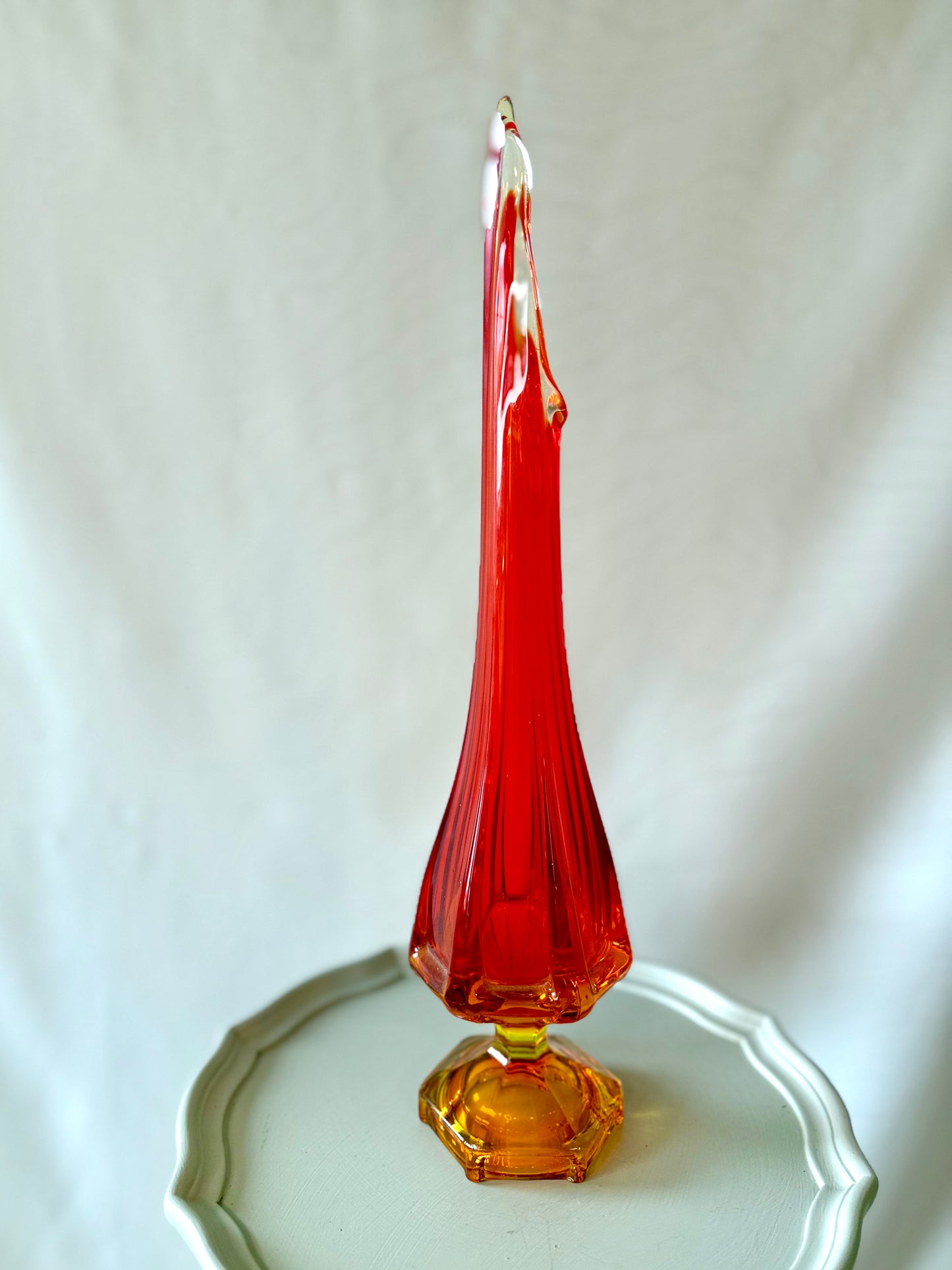 Vintage Red & Orange Fluted Glass