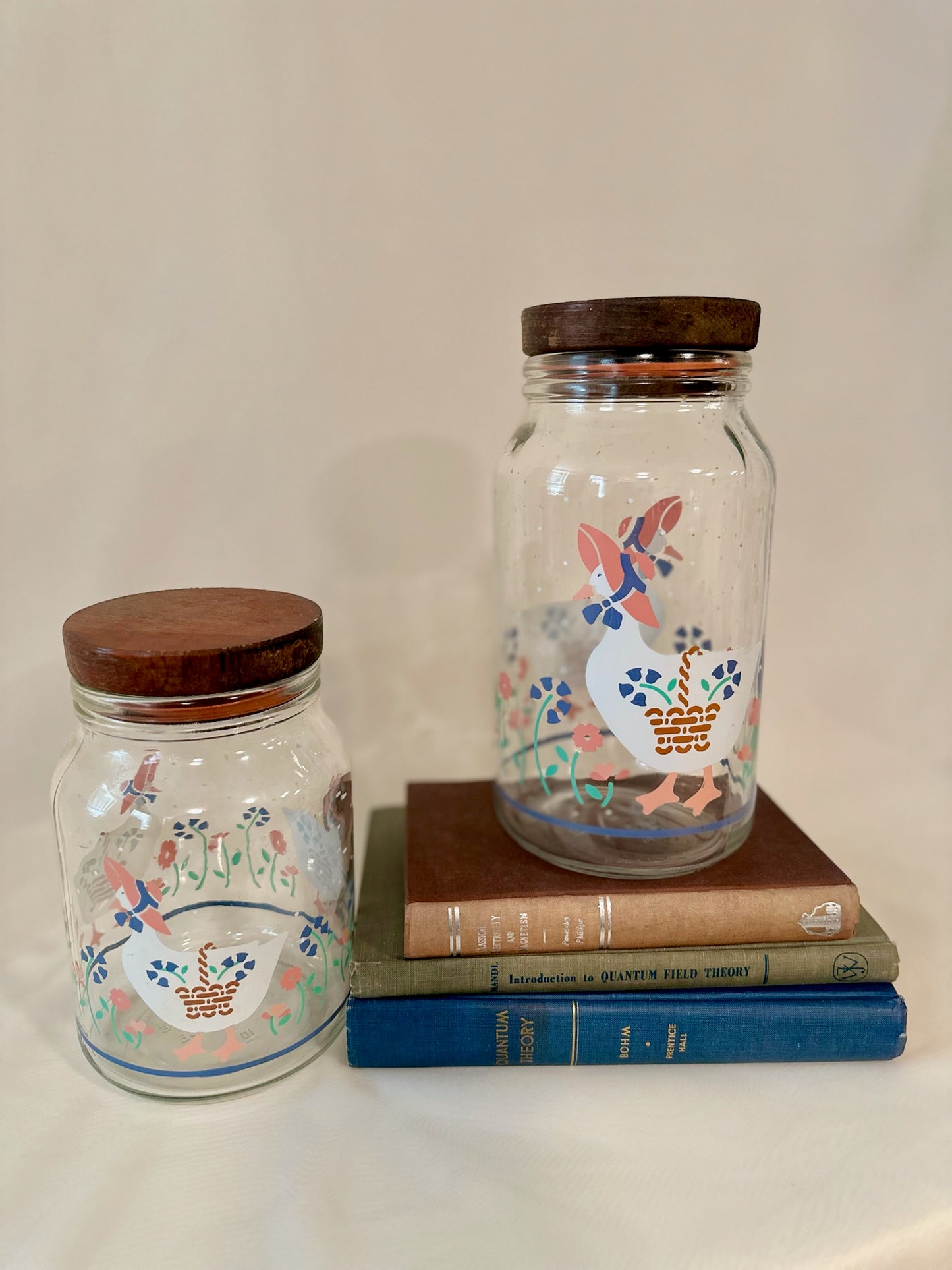 Set of 2 Anchor Hocking Country Geese Vintage Jars