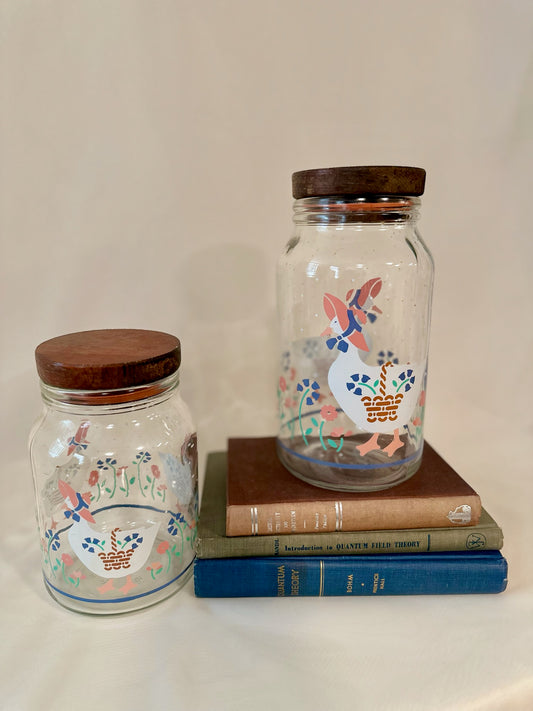 Set of 2 Anchor Hocking Country Geese Vintage Jars