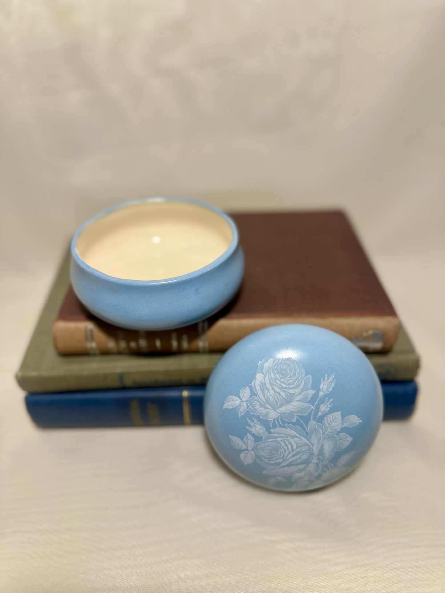 Floral Powder Blue Trinket box with Lid