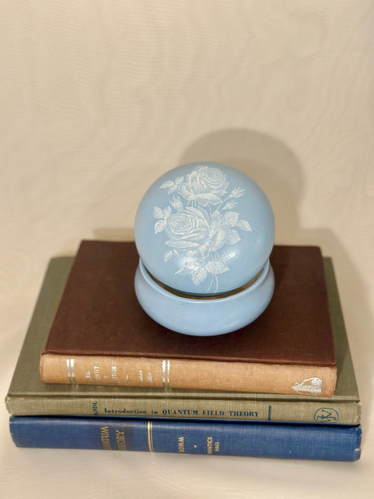 Floral Powder Blue Trinket box with Lid