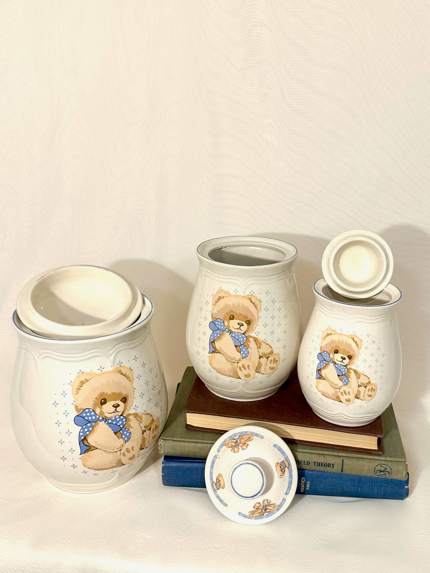 Set of 3 Tienshan Theodore Country Bear Kitchen Canister Jars
