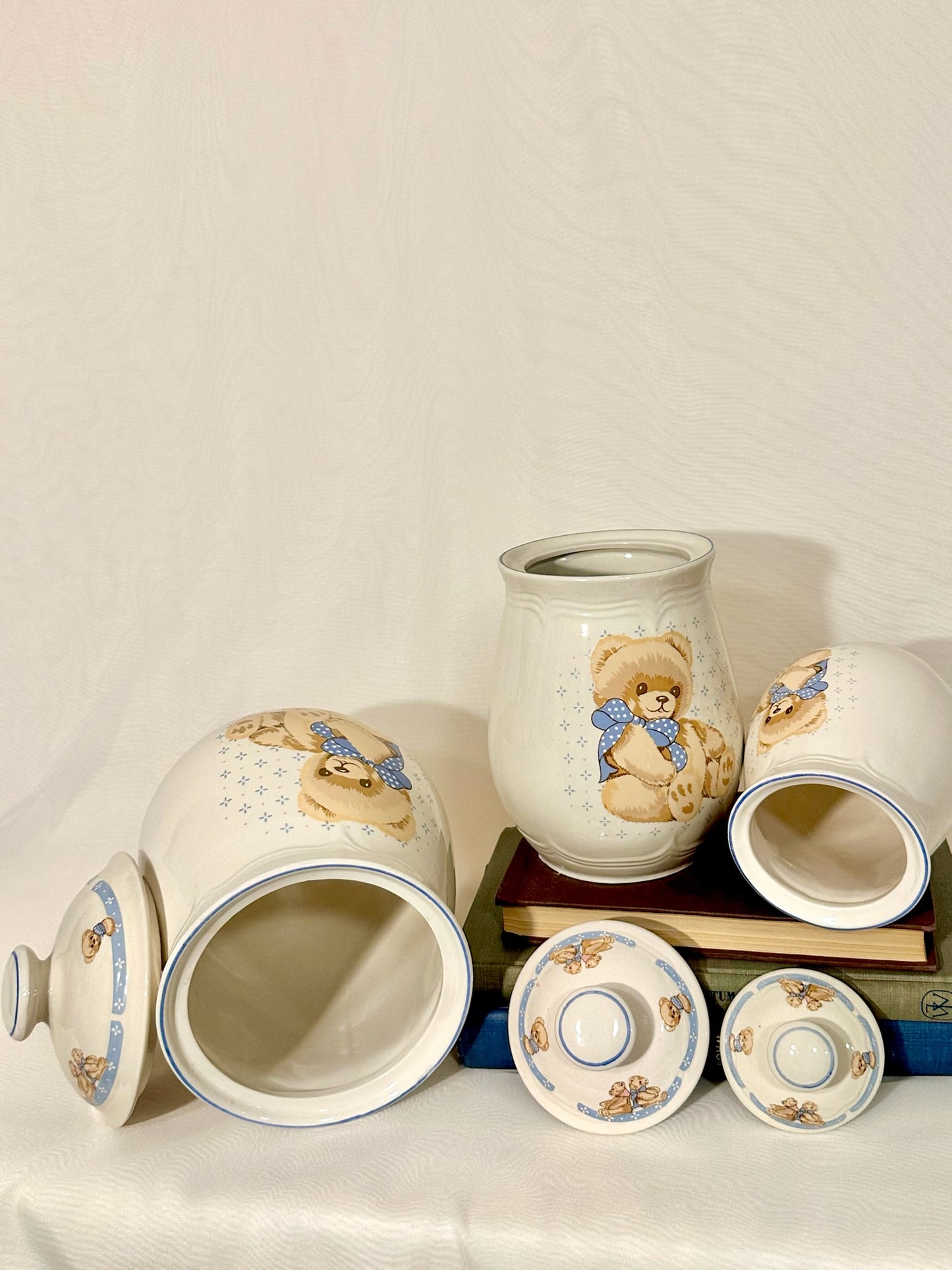 Set of 3 Tienshan Theodore Country Bear Kitchen Canister Jars