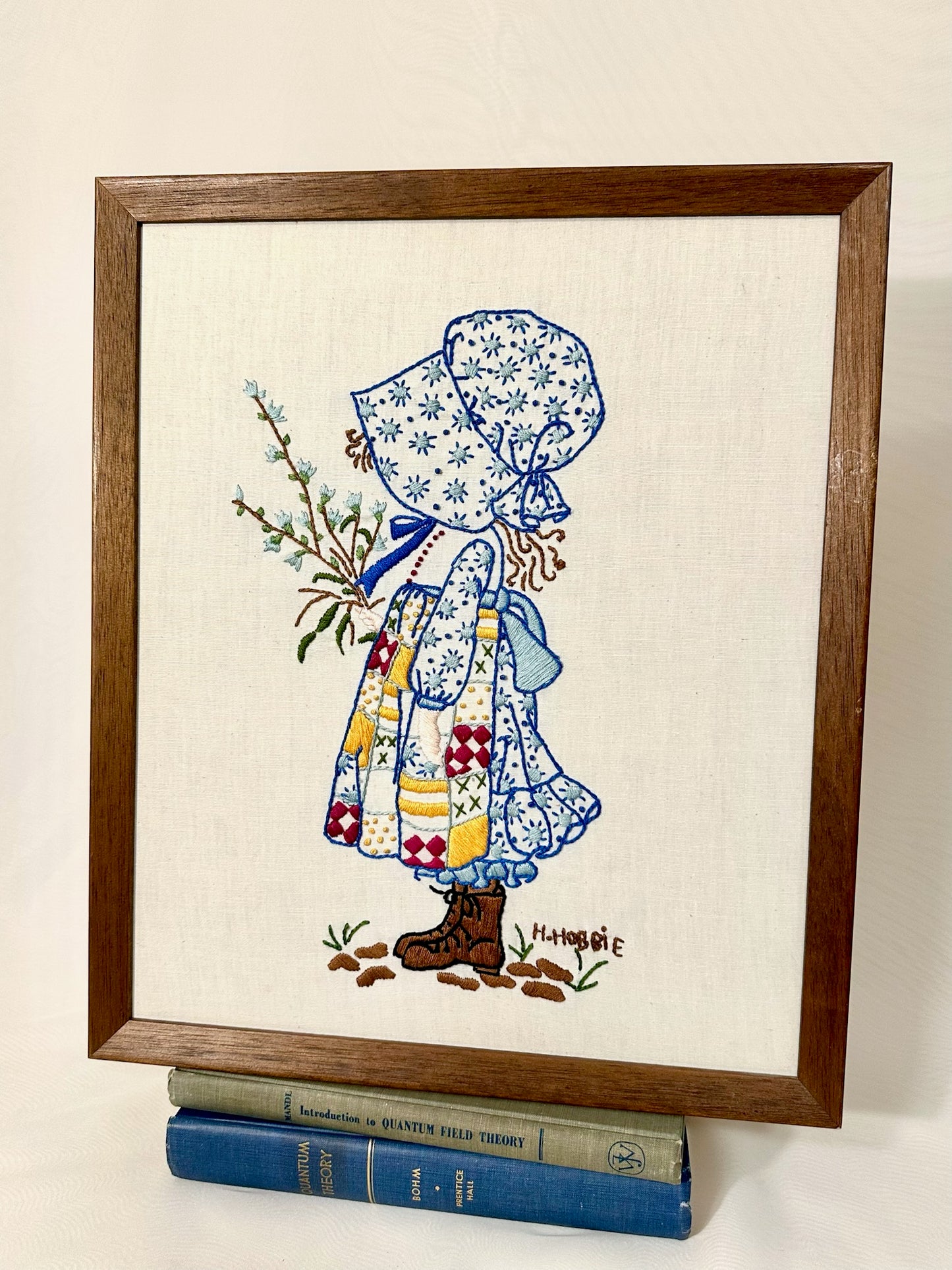 Set of 2 Holly Hobby Needlepoint Embroidery Wall Art