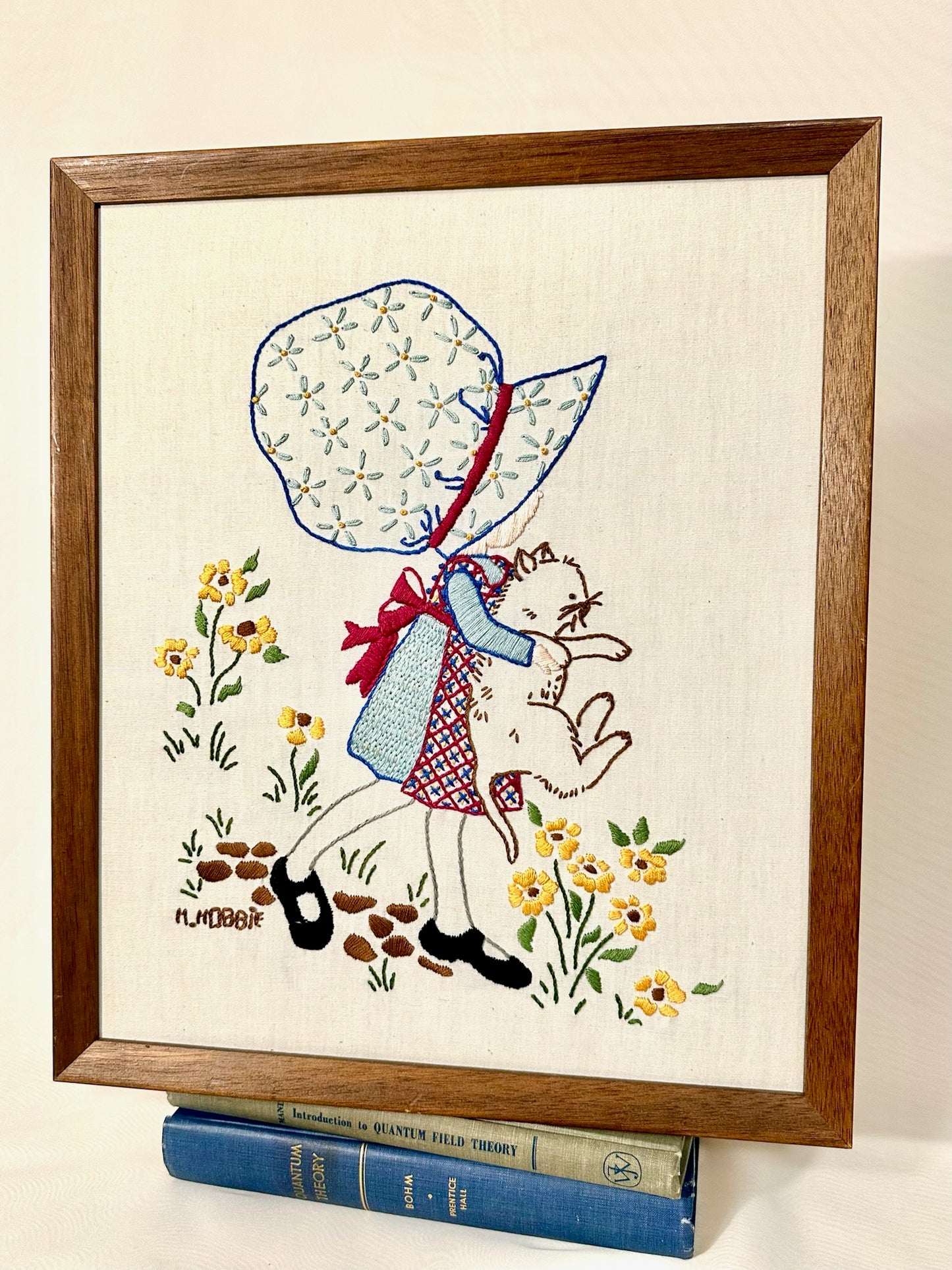Set of 2 Holly Hobby Needlepoint Embroidery Wall Art