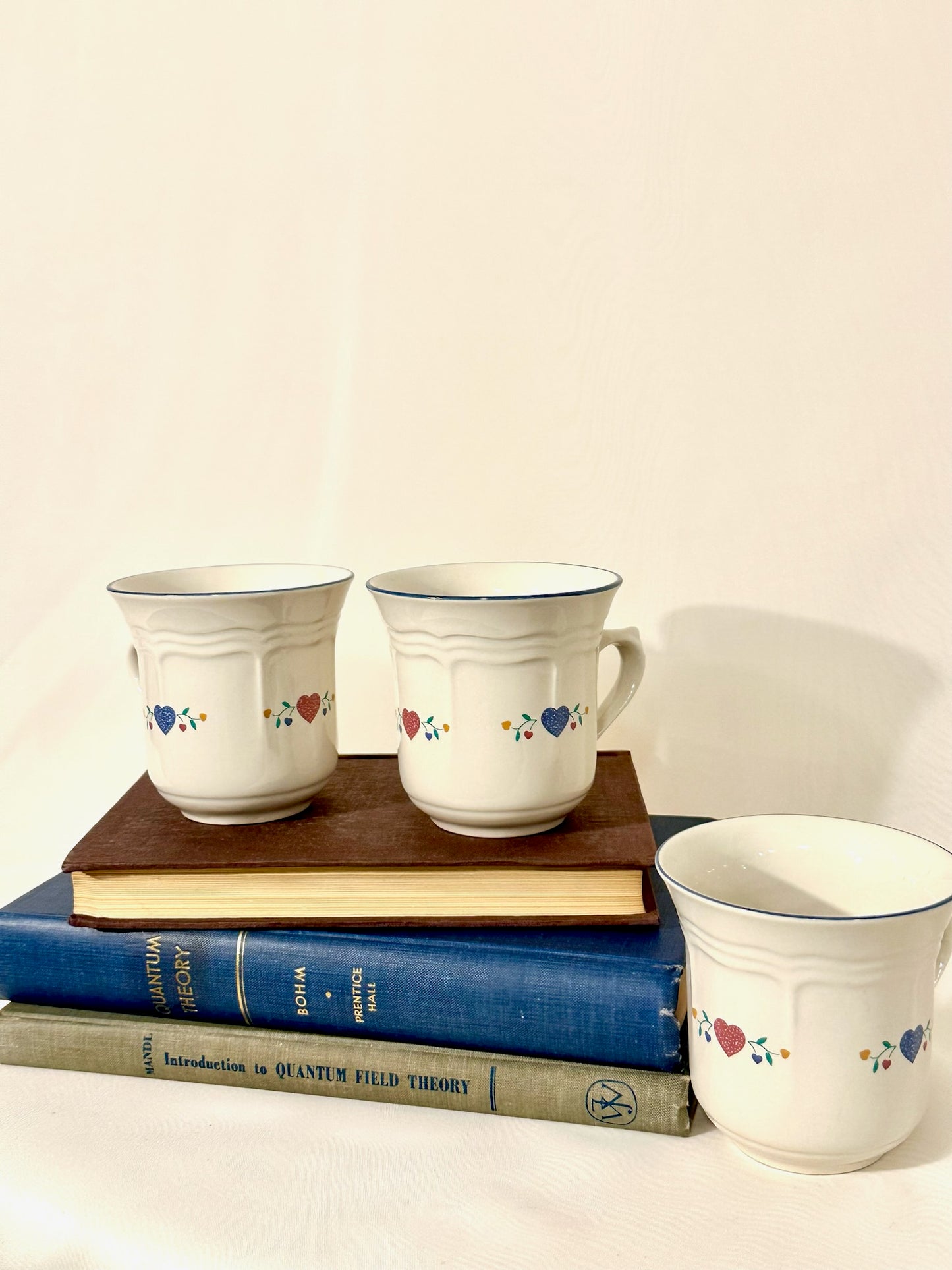 Set of 6 1989 Legacy Hearts Stoneware Cup Collection