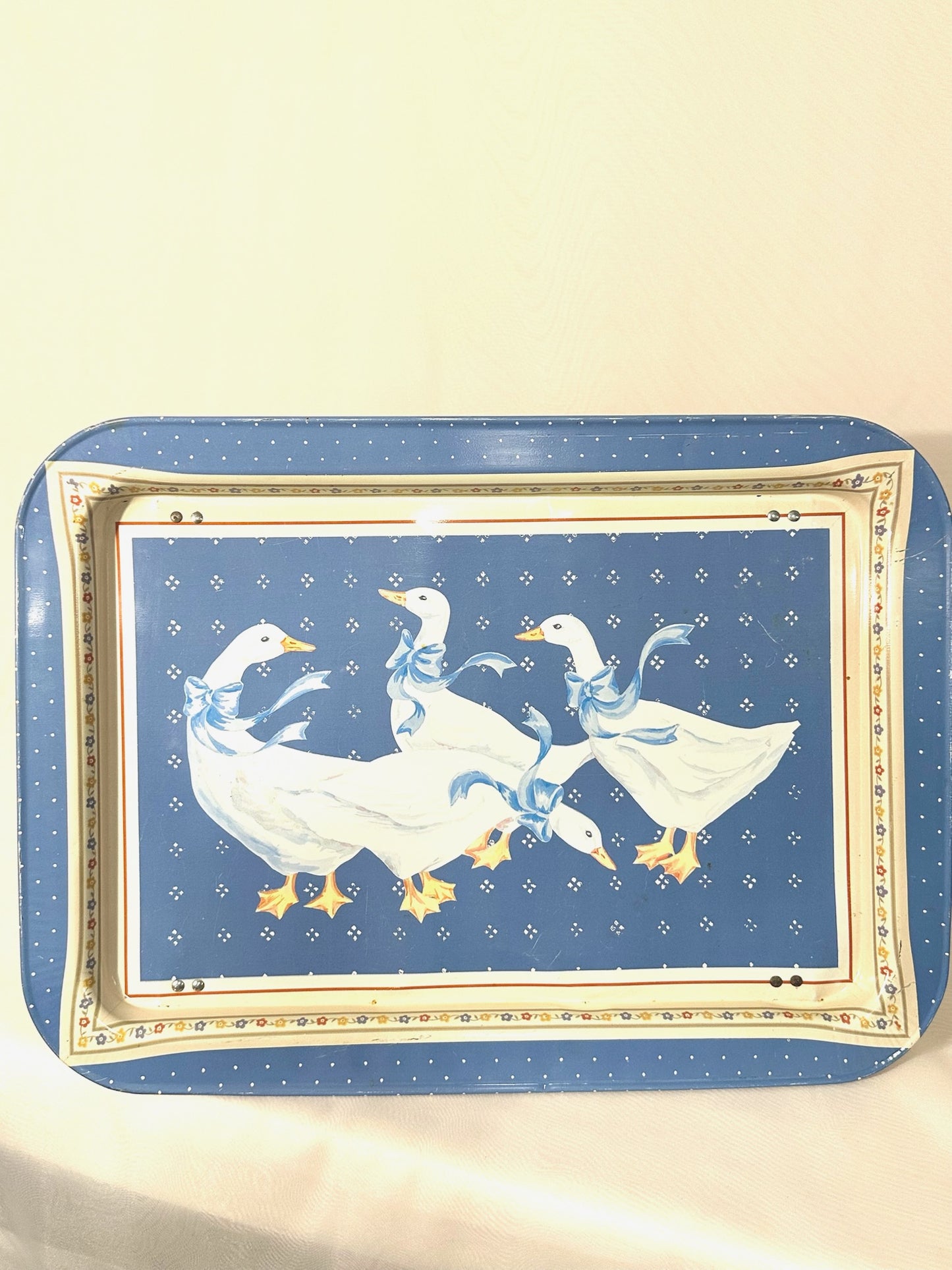 Blue Country Goose Metal Serving Tray