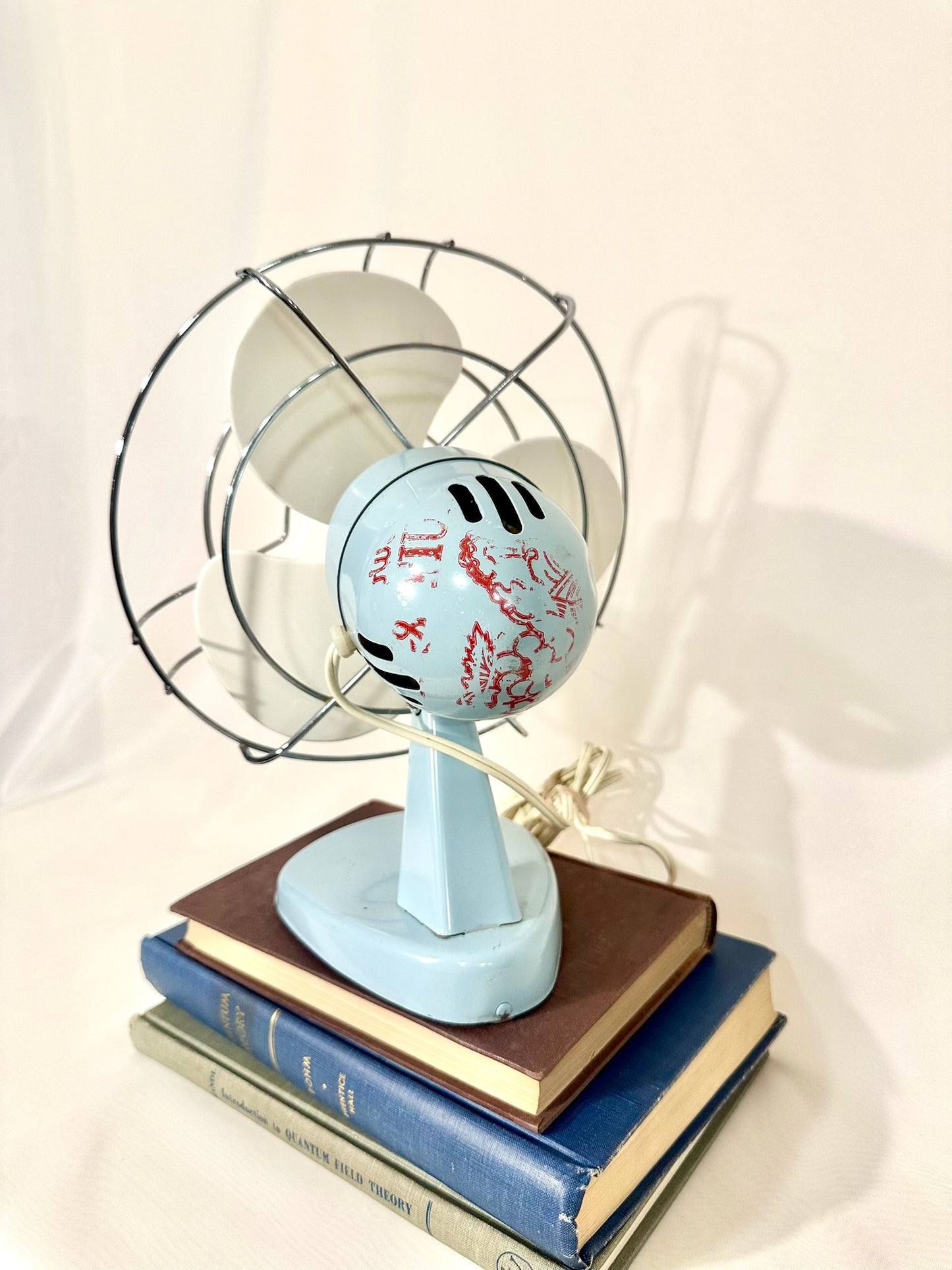 Robin Egg Blue Metal Desk Fan