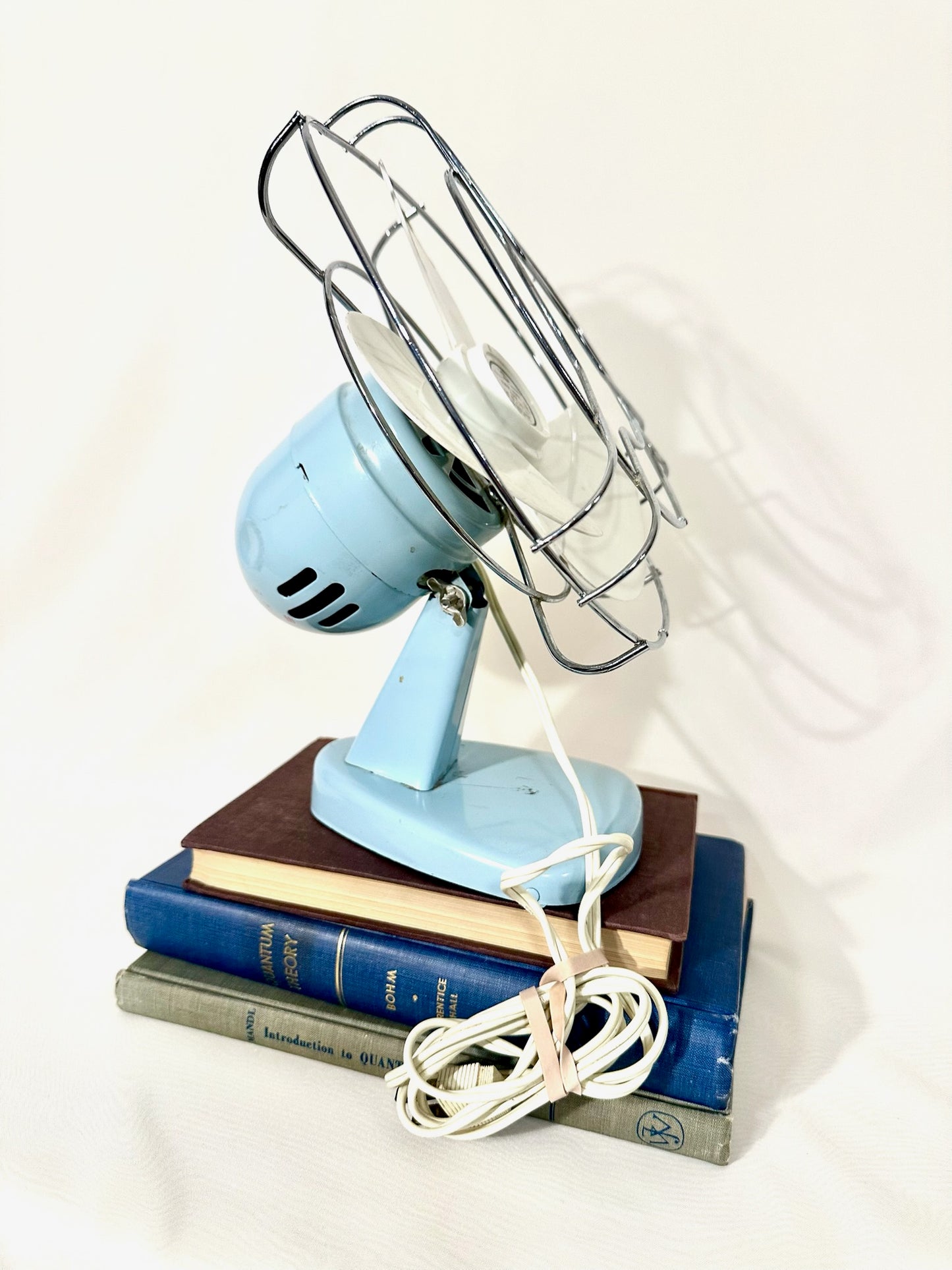 Robin Egg Blue Metal Desk Fan