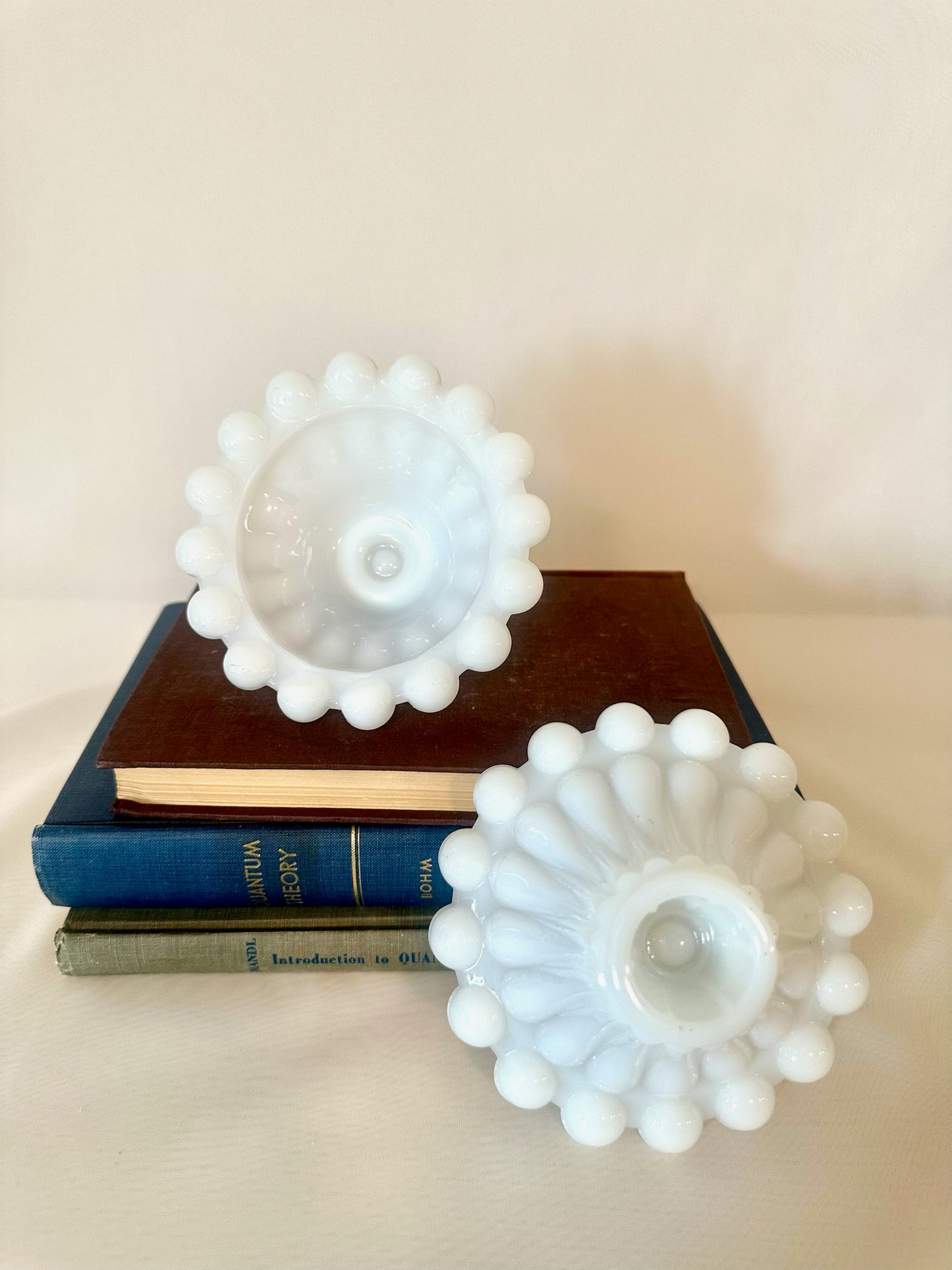 Set of Three Milk Glass Candle holders