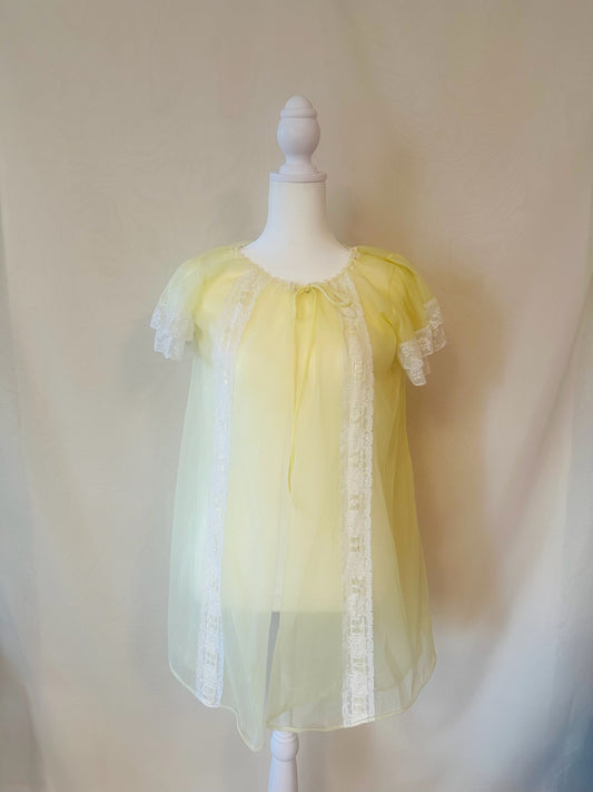 Vintage Yellow Sheer Babydoll Nightgown