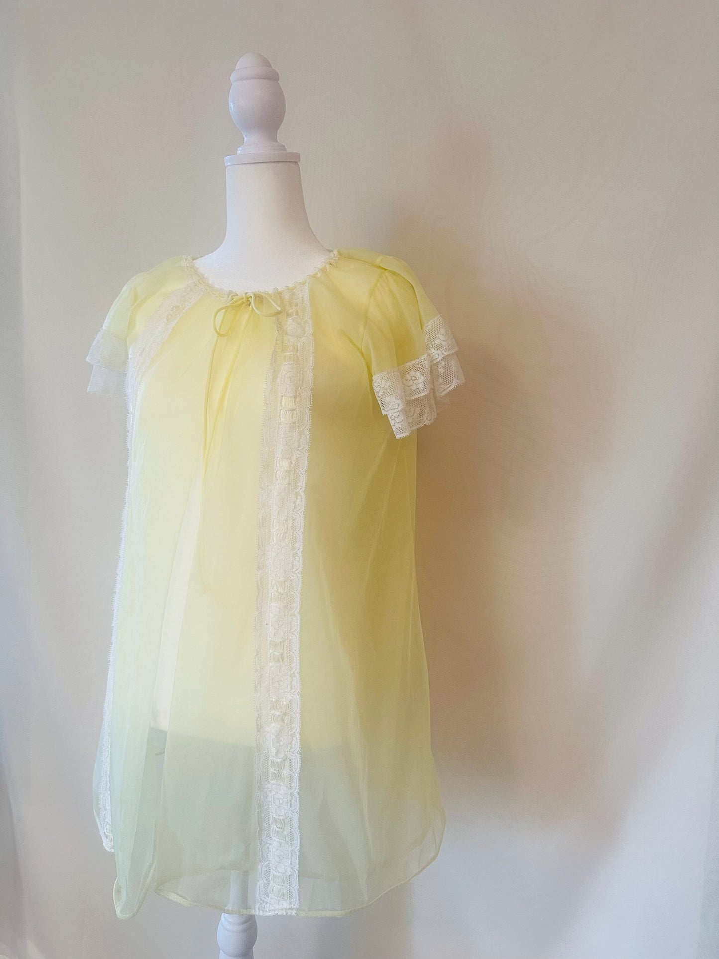 Vintage Yellow Sheer Babydoll Nightgown