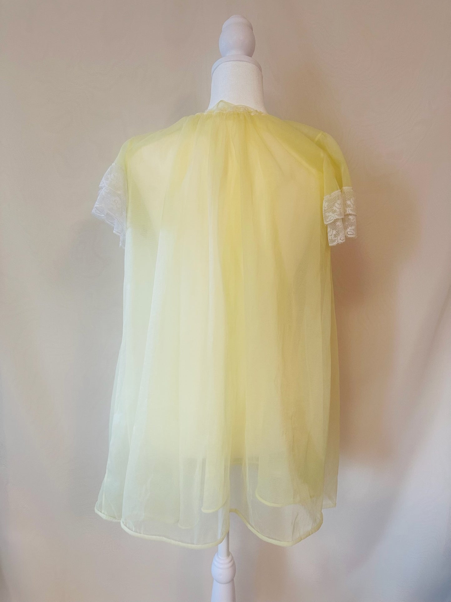 Vintage Yellow Sheer Babydoll Nightgown