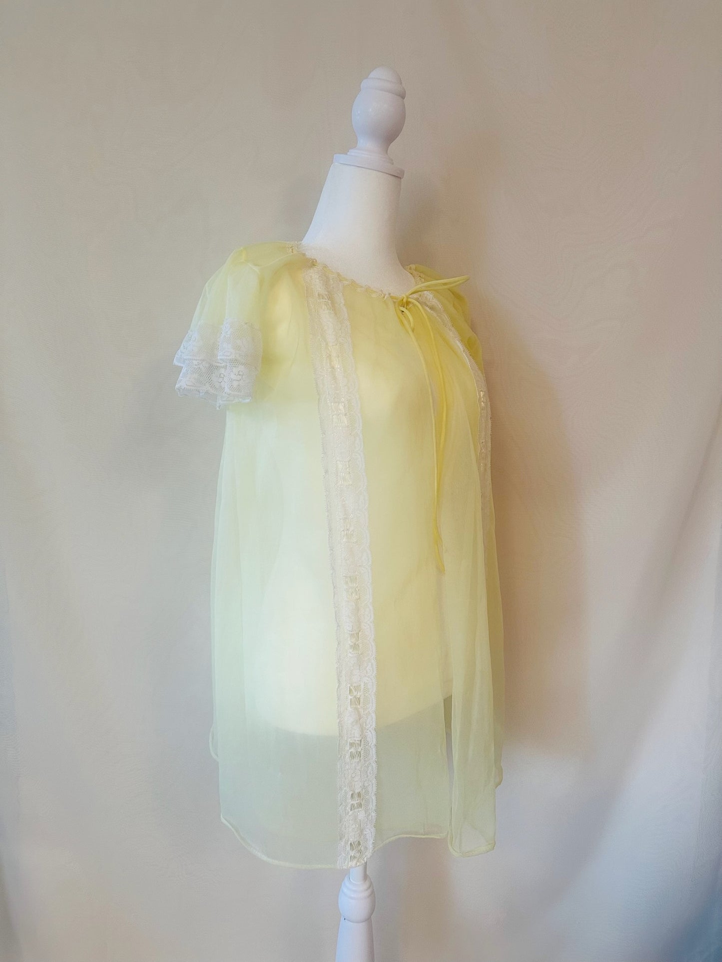 Vintage Yellow Sheer Babydoll Nightgown