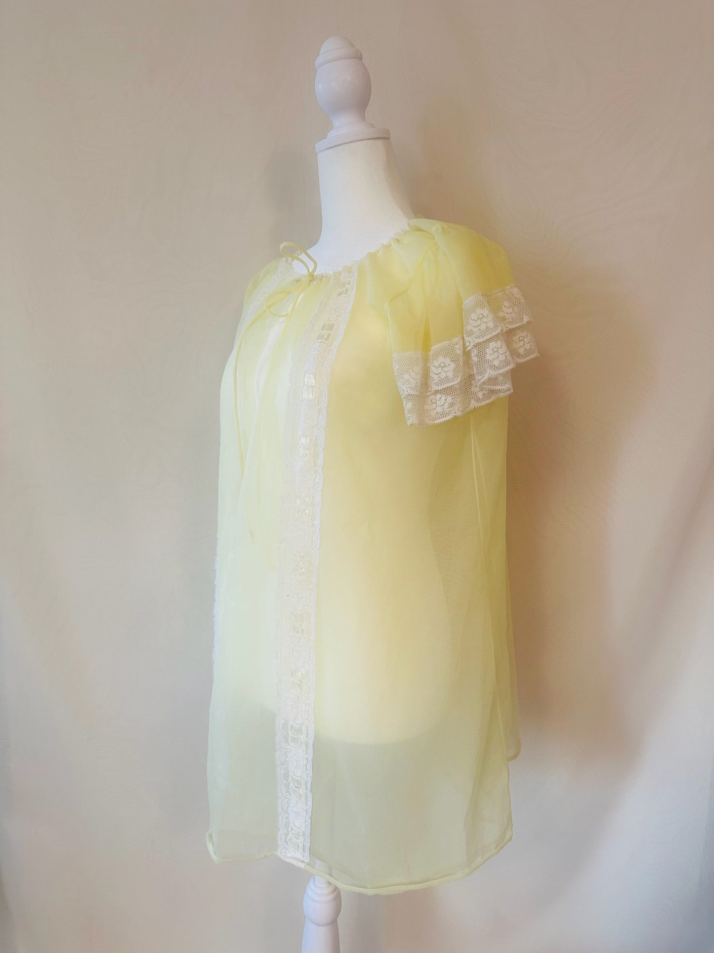 Vintage Yellow Sheer Babydoll Nightgown