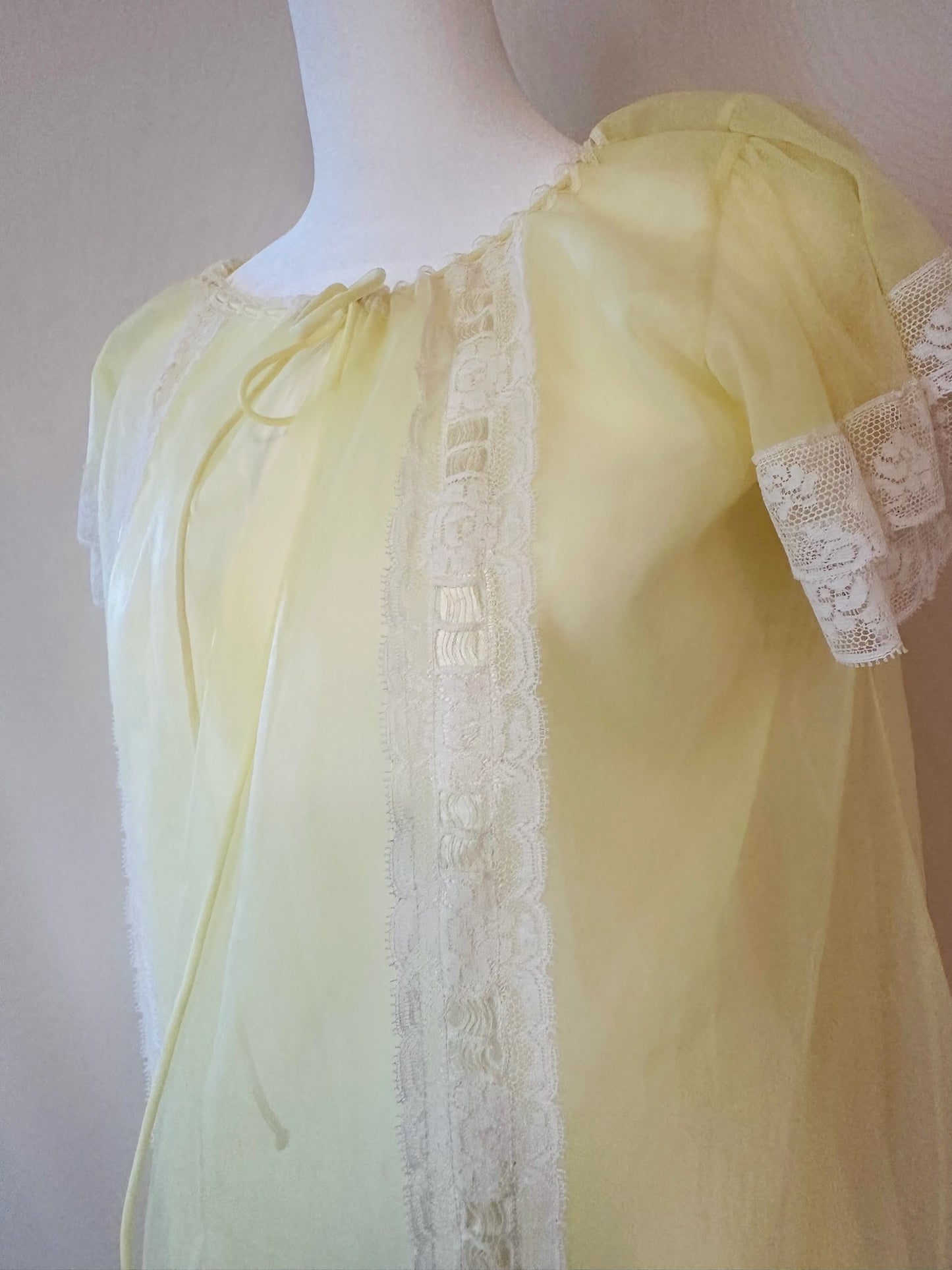 Vintage Yellow Sheer Babydoll Nightgown