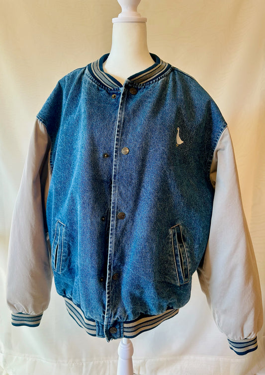 Men's Goose Embroidered Denim Jacket | Size XL