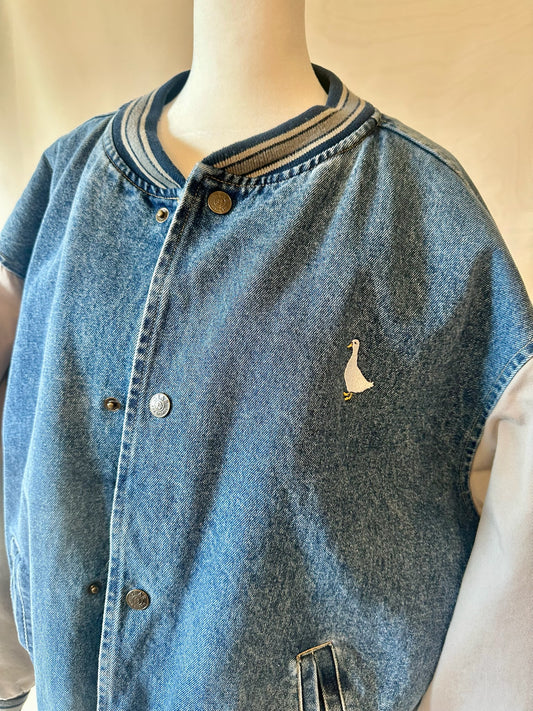 Men's Goose Embroidered Denim Jacket | Size XL