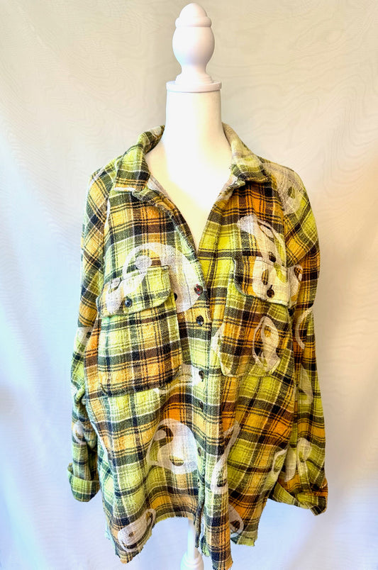 BP Oversized Plaid Yin & Yang Flannel Button up