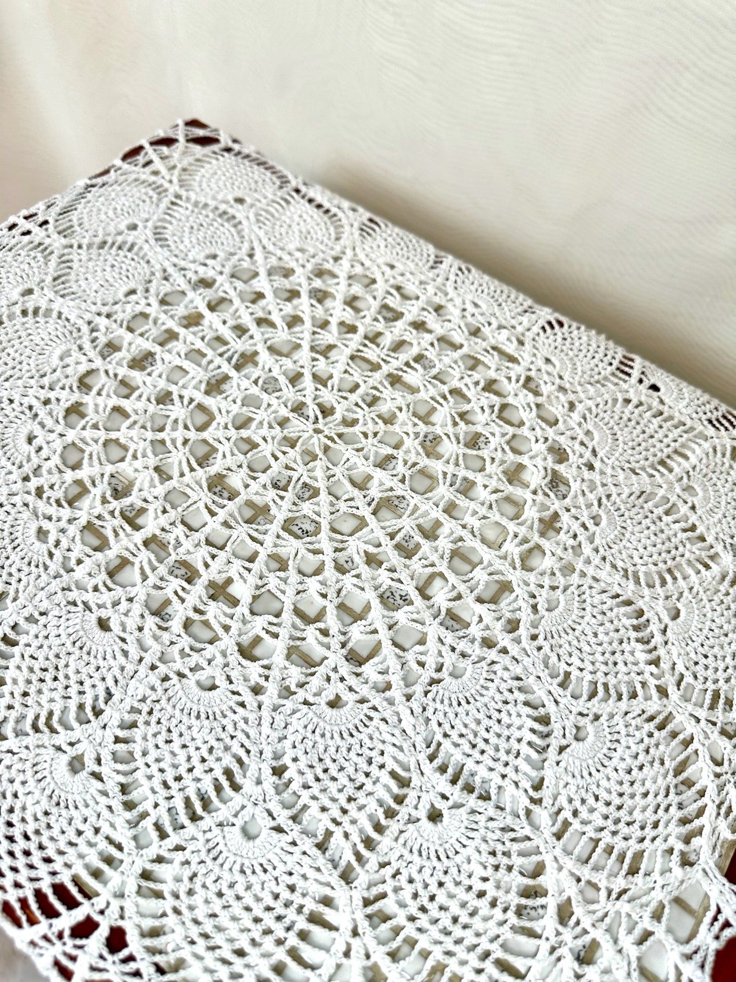 White Crochet Lace Tablecloth