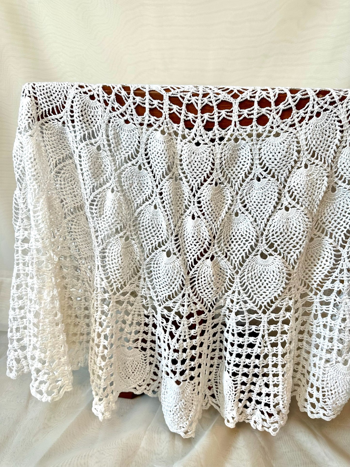 White Crochet Lace Tablecloth