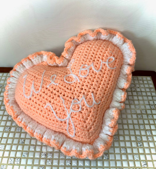 We Love You Handmade Heart Pillow